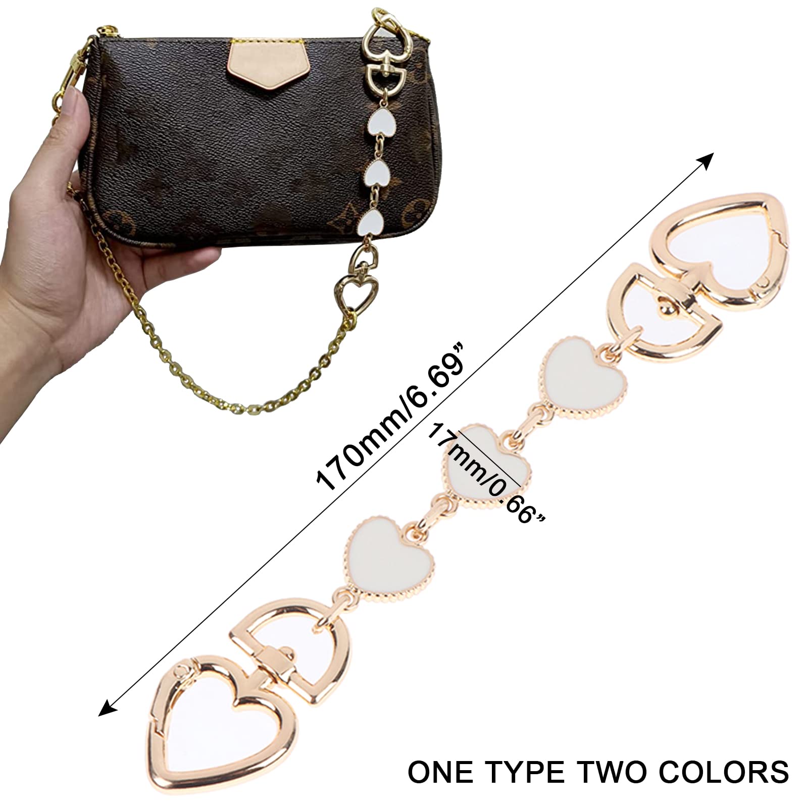 2 Pack Heart & Star Shaped Bag Extender Chains - Cute Purse Strap Extenders for Handbags, Totes & Crossbody Bags | Adjustable Length Replacement Straps for Women's Purses & Accessories | Perfect for Everyday Use, Travel & Fashion Outfits