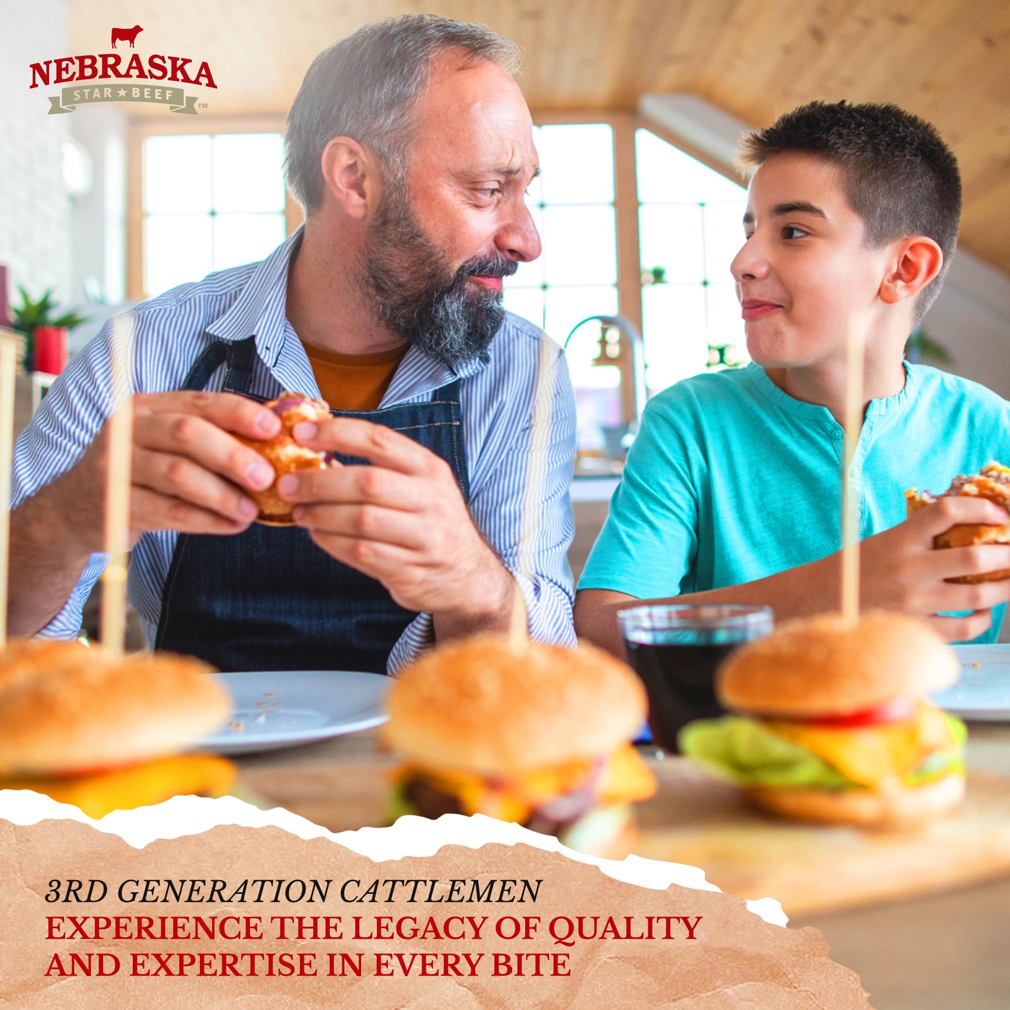 Nebraska Star Beef Angus Ground Beef (10 x 1lb Packages) - 80/20 Lean Premium Frozen Hamburger Patties for Grilling, BBQ & Family Meals