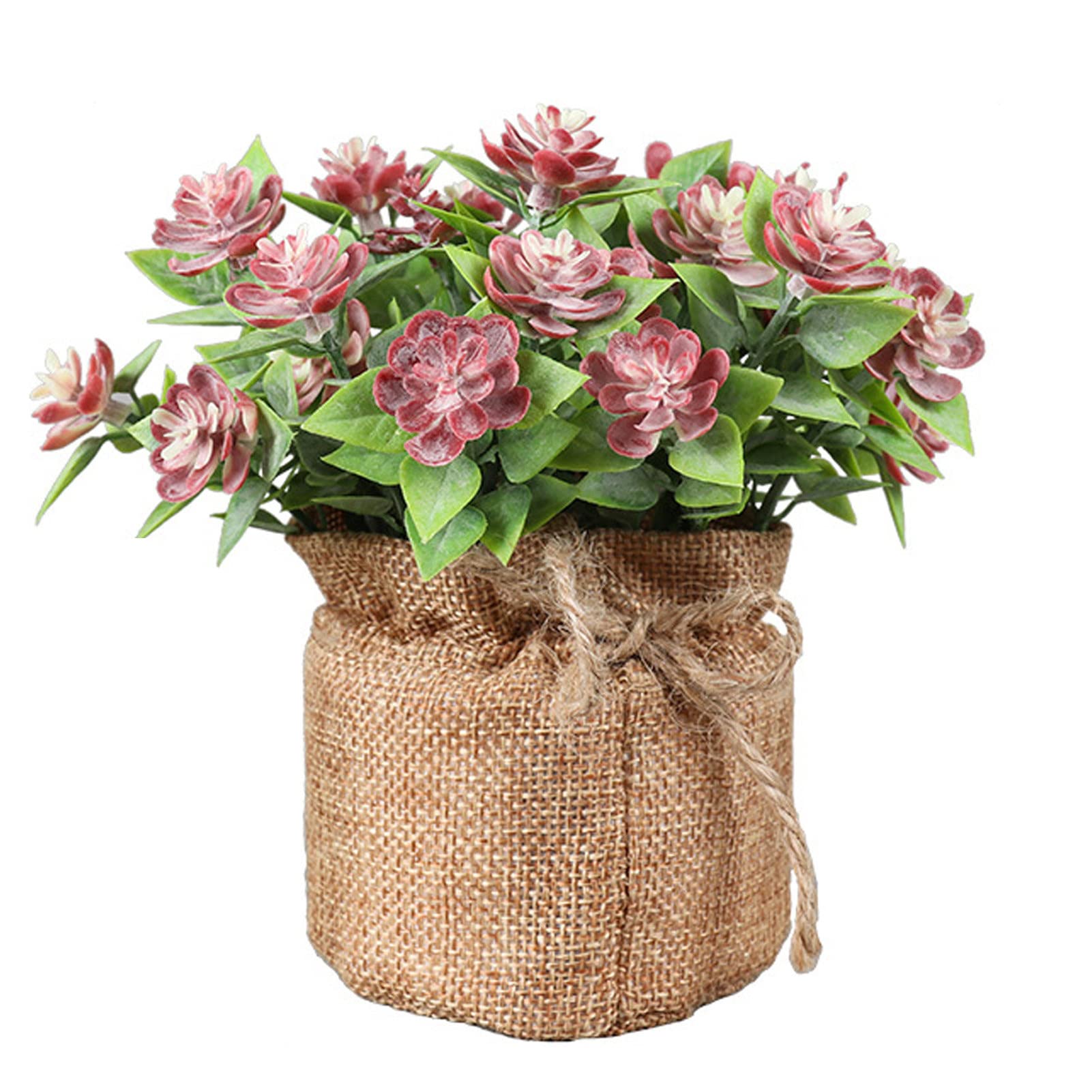 Artificial Potted Plant - Realistic Fake Flower Decor with Plastic Linen Rope for Home & Office | Low Maintenance Indoor Greenery for Living Room, Bedroom, Desk Decor