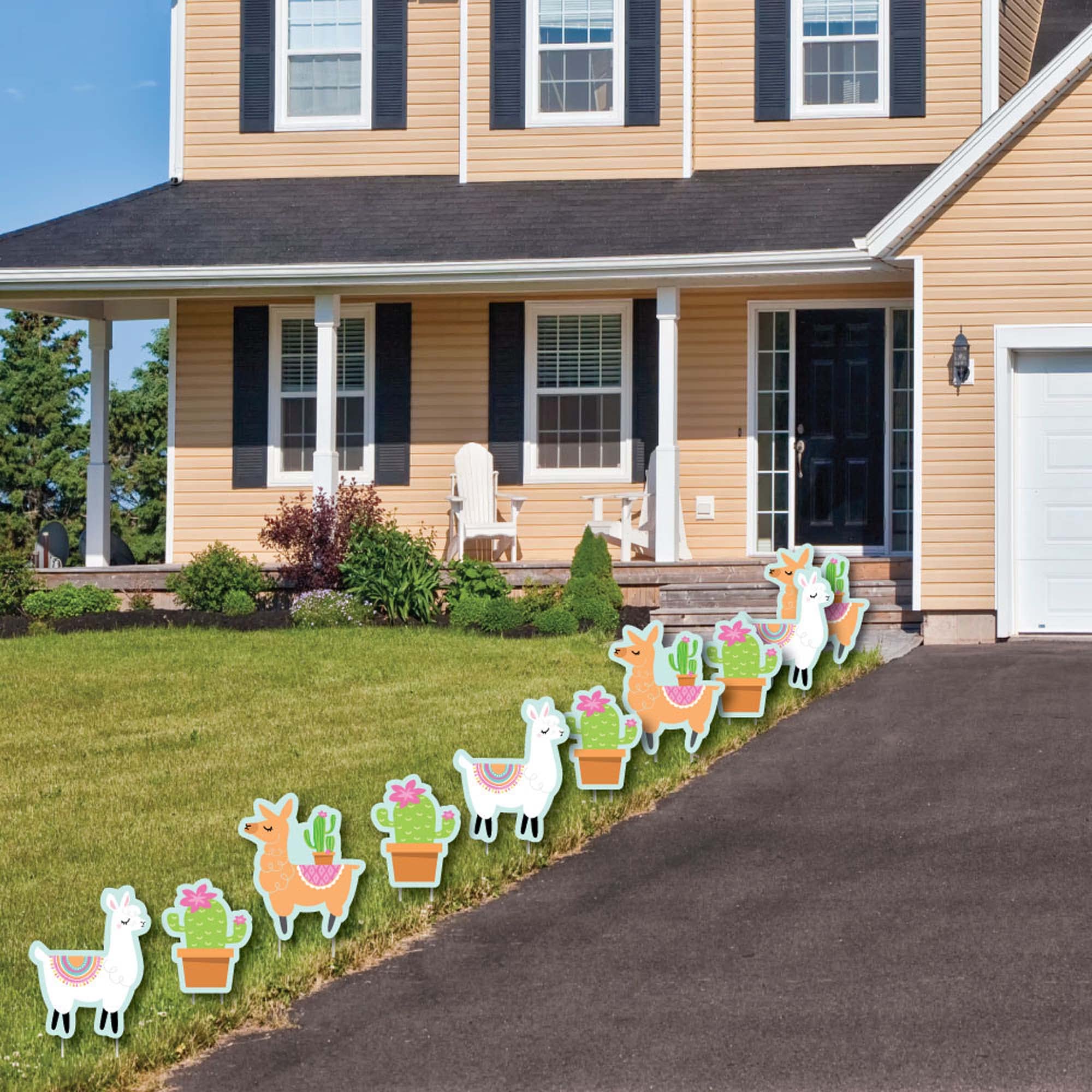 Big Dot of Happiness Whole Llama Fun - 10-Piece Outdoor Lawn Decorations Set for Llama Fiesta, Baby Showers & Birthday Parties - Perfect for Backyard Celebrations and Garden Decor