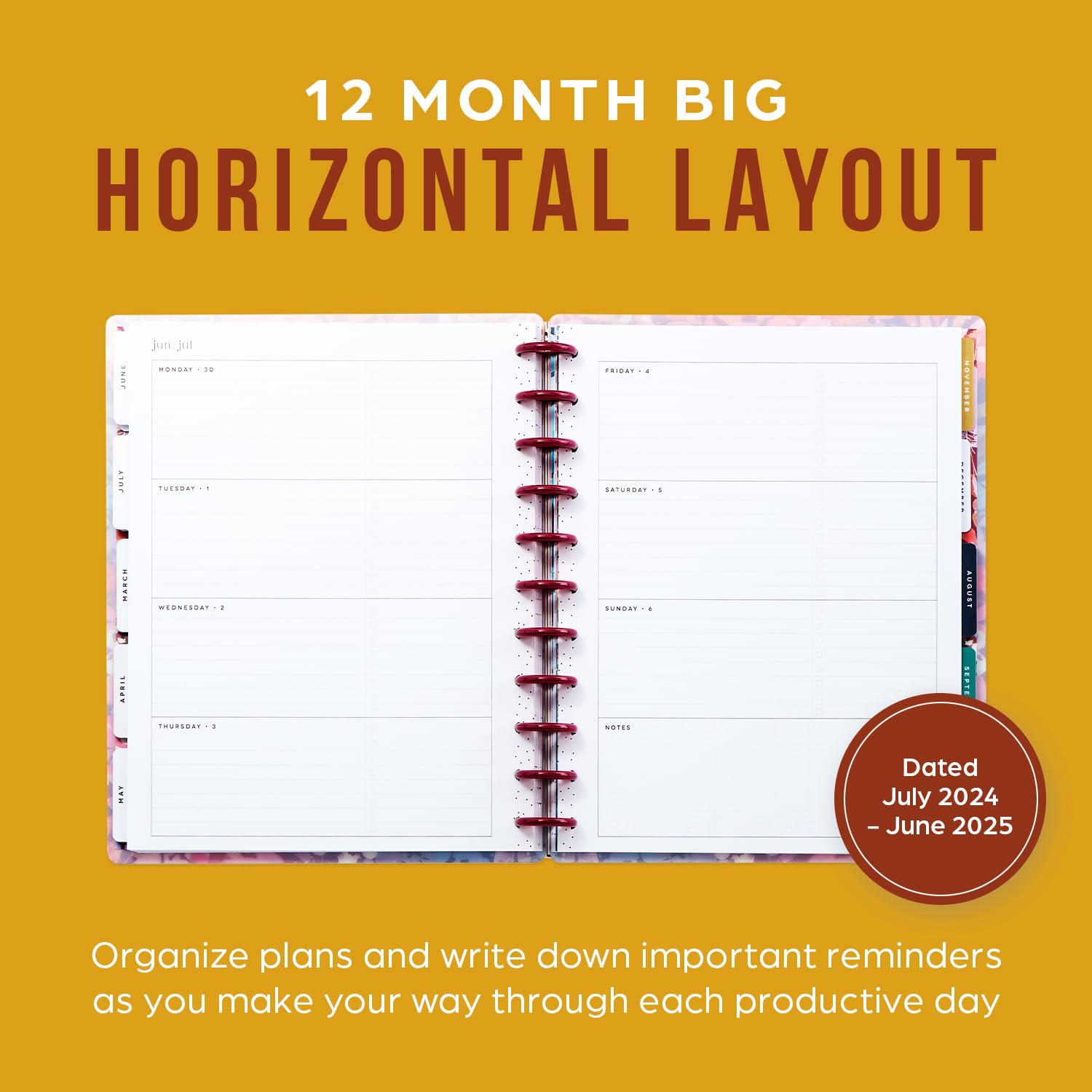 Happy Planner 2025 Disc-Bound 12-Month Planner - Daily Weekly Monthly Organizer with Stickers, Classic Size 7