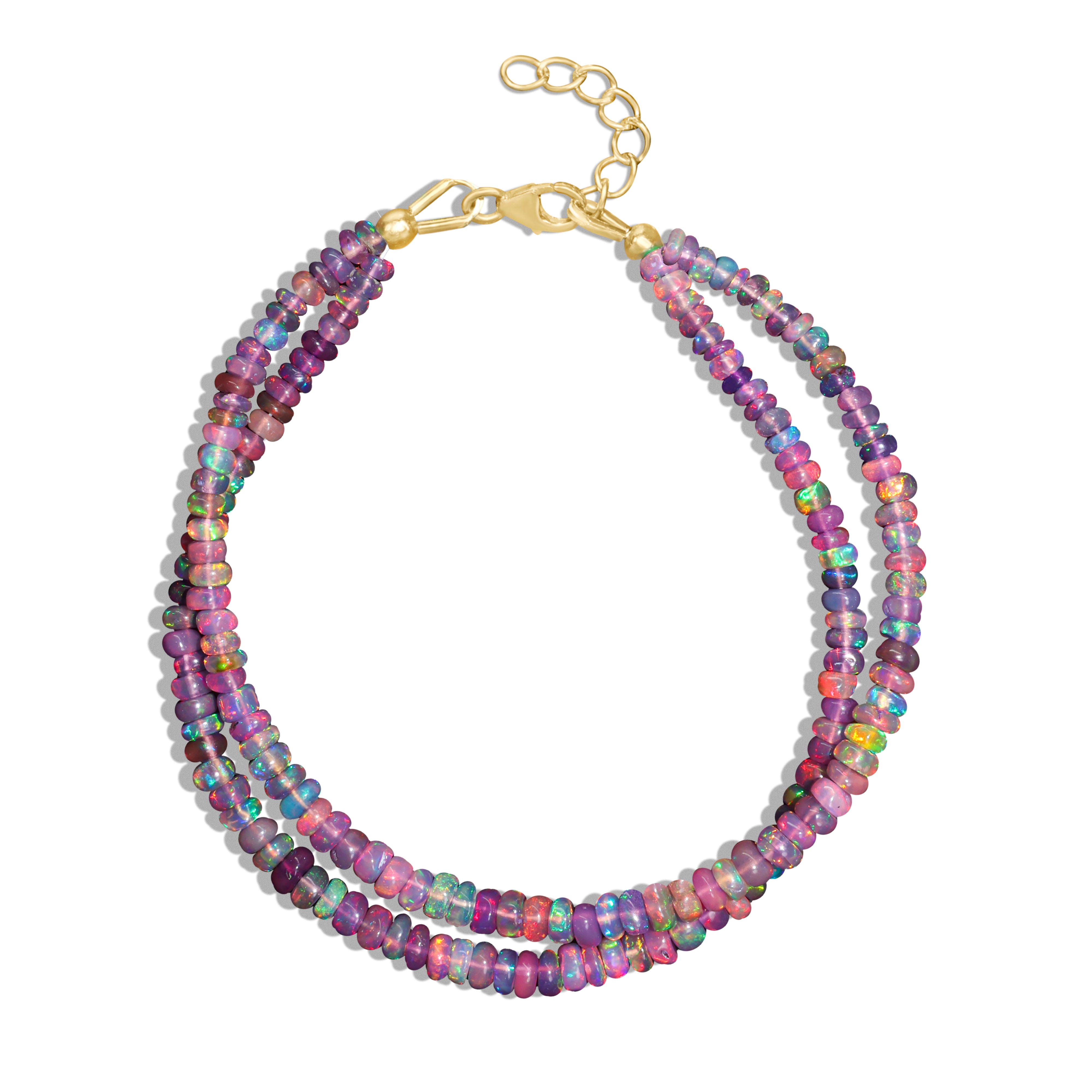 Natural Purple Opal Beaded Handmade Bracelet for Women - 2 Strand Plain Boho Style Jewelry for Everyday Wear & Special Occasions