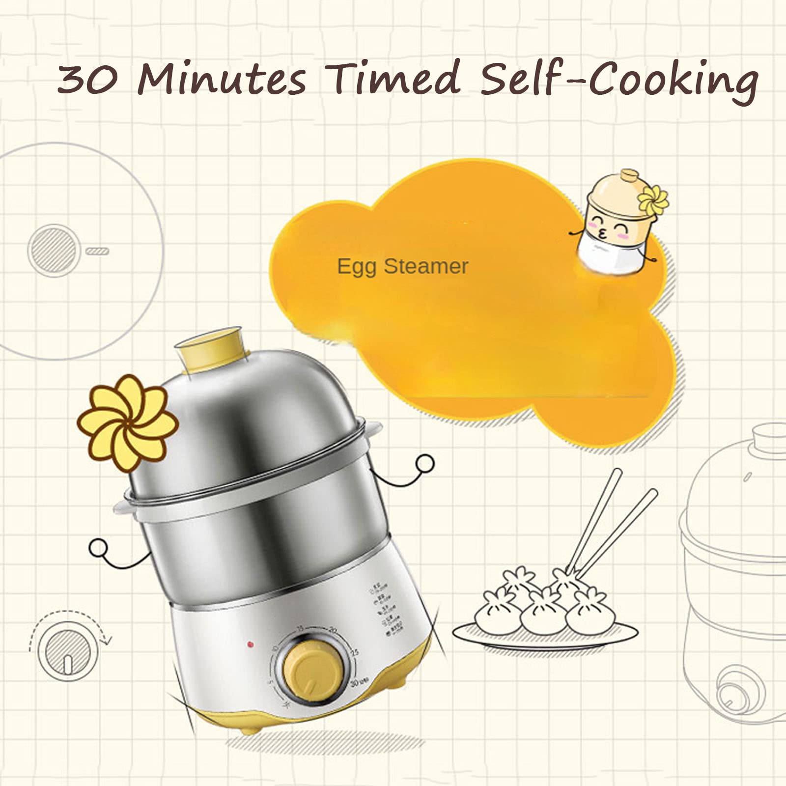 14 Egg Electric Egg Cooker with Auto Shut-Off - Fast Hard Boiled, Poached, Scrambled Eggs & Omelets Maker - BPA-Free Double Layer Design for Healthy Breakfast & Meal Prep