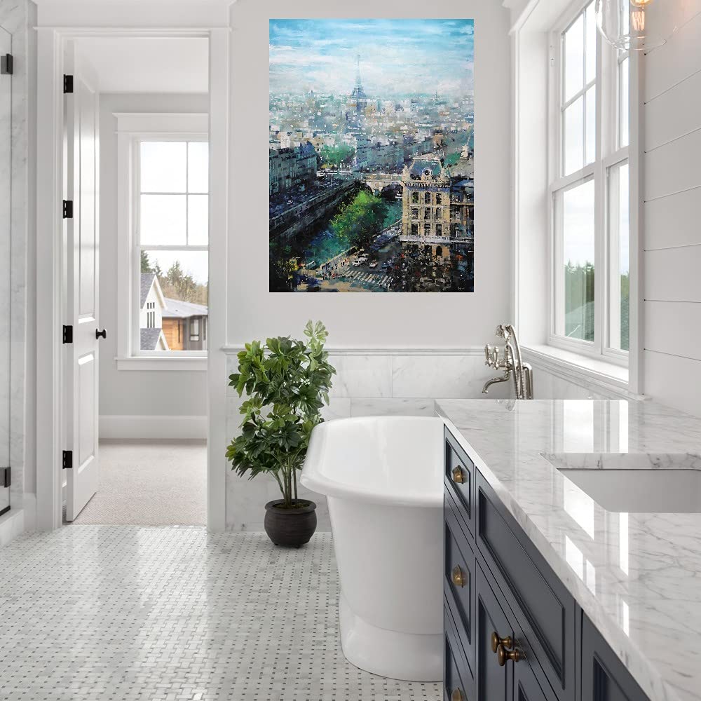 Tower in the Distance Fine Art Canvas Wall Decor by Mark Lague - 32x43 Inch Ready to Hang Painting for Living Room, Bedroom, Office - Perfect for Home Decor, Housewarming Gifts & Interior Design