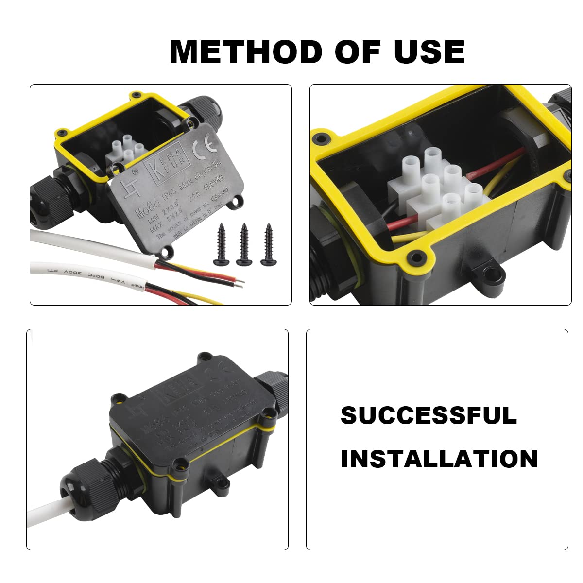 COMOPEZ 2-Way Underground Electrical Junction Box - IP68 Waterproof Outdoor Cable Connector for Wires 5-9mm, 9-12mm, 12-15mm (2 Pack) - Ideal for Landscape Lighting, Irrigation Systems & Underground Wiring Projects