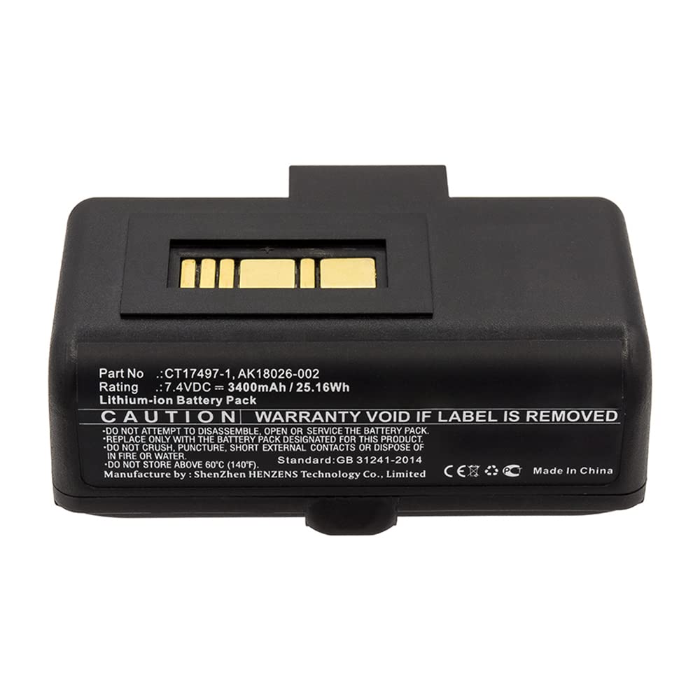 Synergy Digital Printer Battery - Compatible with Zebra AK18026-002 Printer Battery (Li-ion, 7.4V, 3400mAh) | High Capacity Replacement Battery for Zebra Printers | Perfect for Warehouse, Retail & Logistics Label Printing