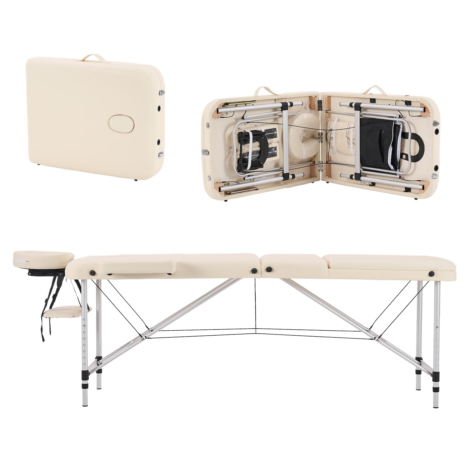 YOUNIKE Professional Portable Massage Table - Lightweight Aluminum Folding Lash Bed for Eyelash Extensions, Facial Spa & Tattoo, Height Adjustable Beauty Salon Table for Home & Professional Use - Perfect for Massage Therapists, Estheticians & Tattoo Artists