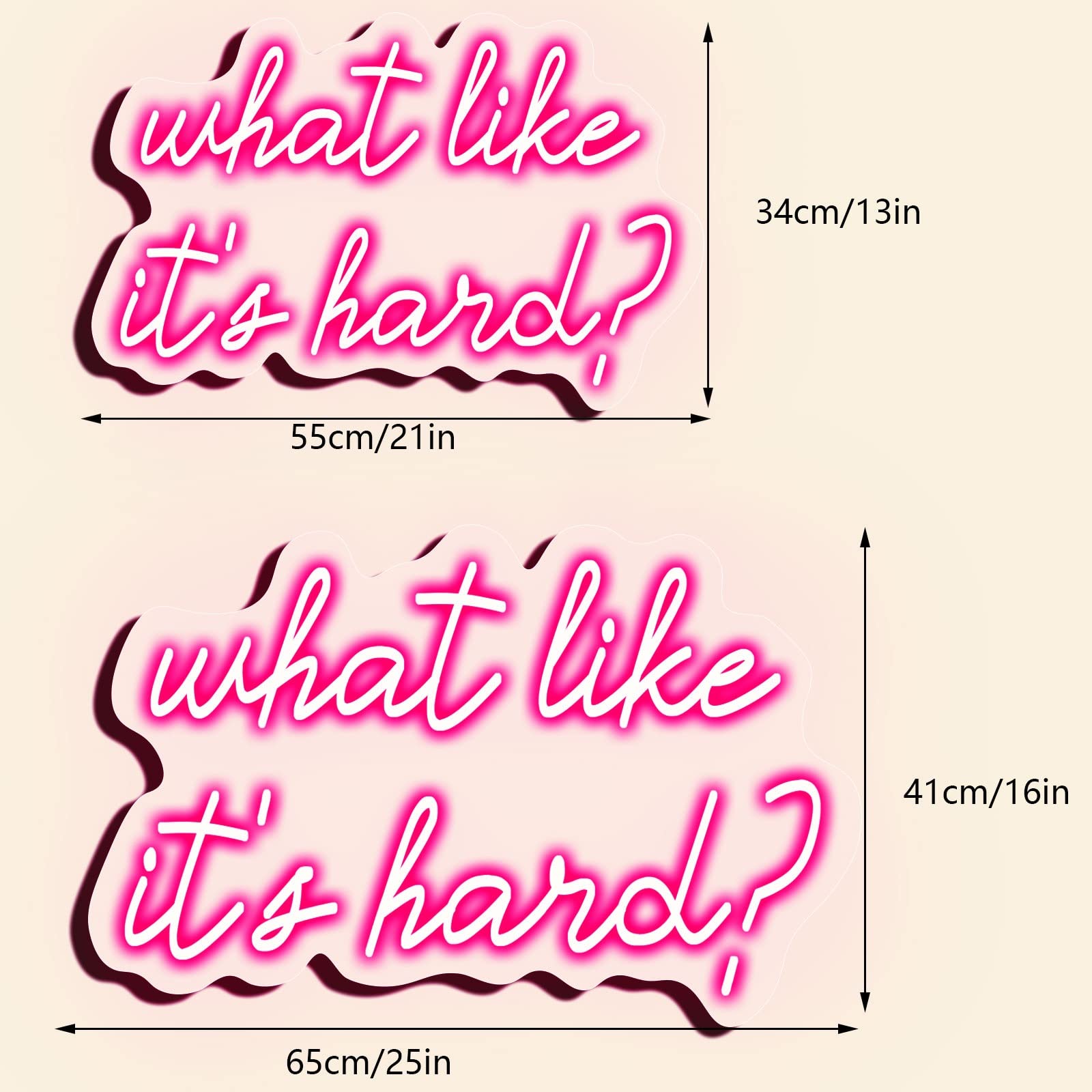 Handmade LED Neon Sign - 'What Like It's Hard?' Bar & Home Decor Wall Art (55x34cm/21x13in, Lemon Yellow) | Perfect for Bedroom, Cafe, Retail Store Lighting