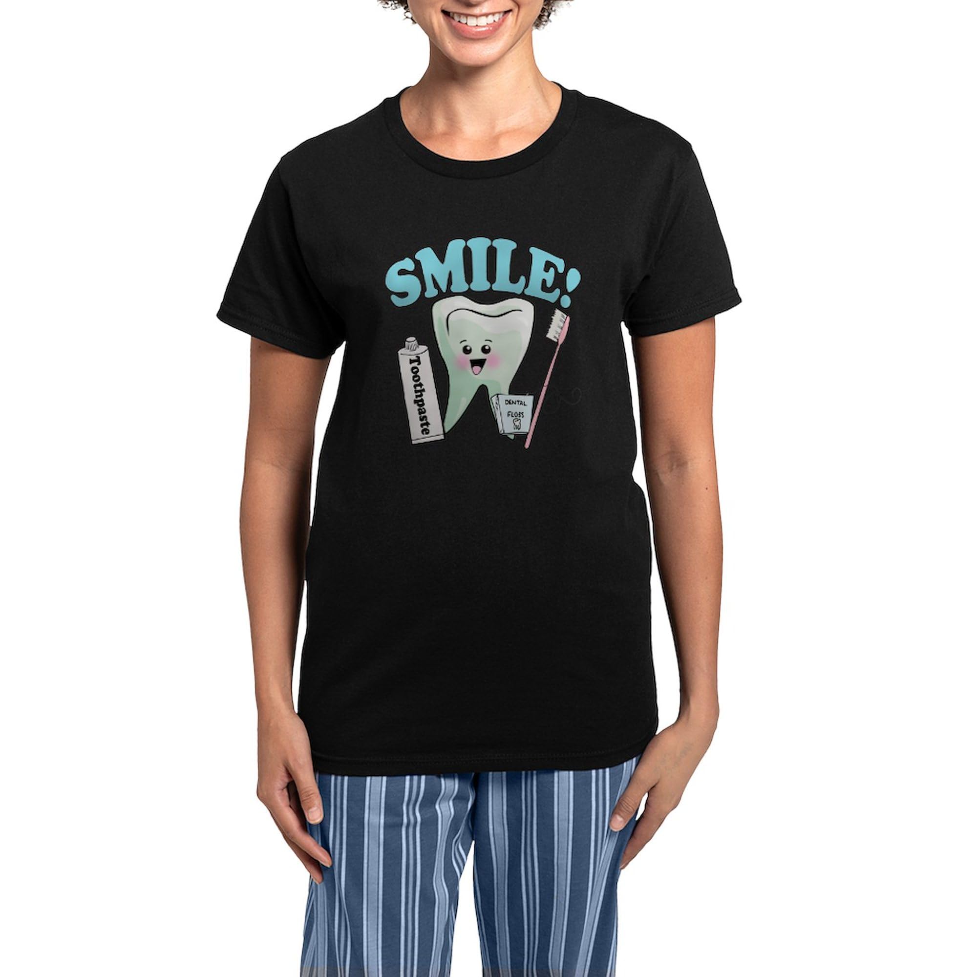 Funny Dentist & Dental Hygienist Themed Women's Dark Pajama Set - Comfortable Novelty Sleepwear for Teeth Lovers | Perfect for Dental Professionals, Gifts & Cozy Nights