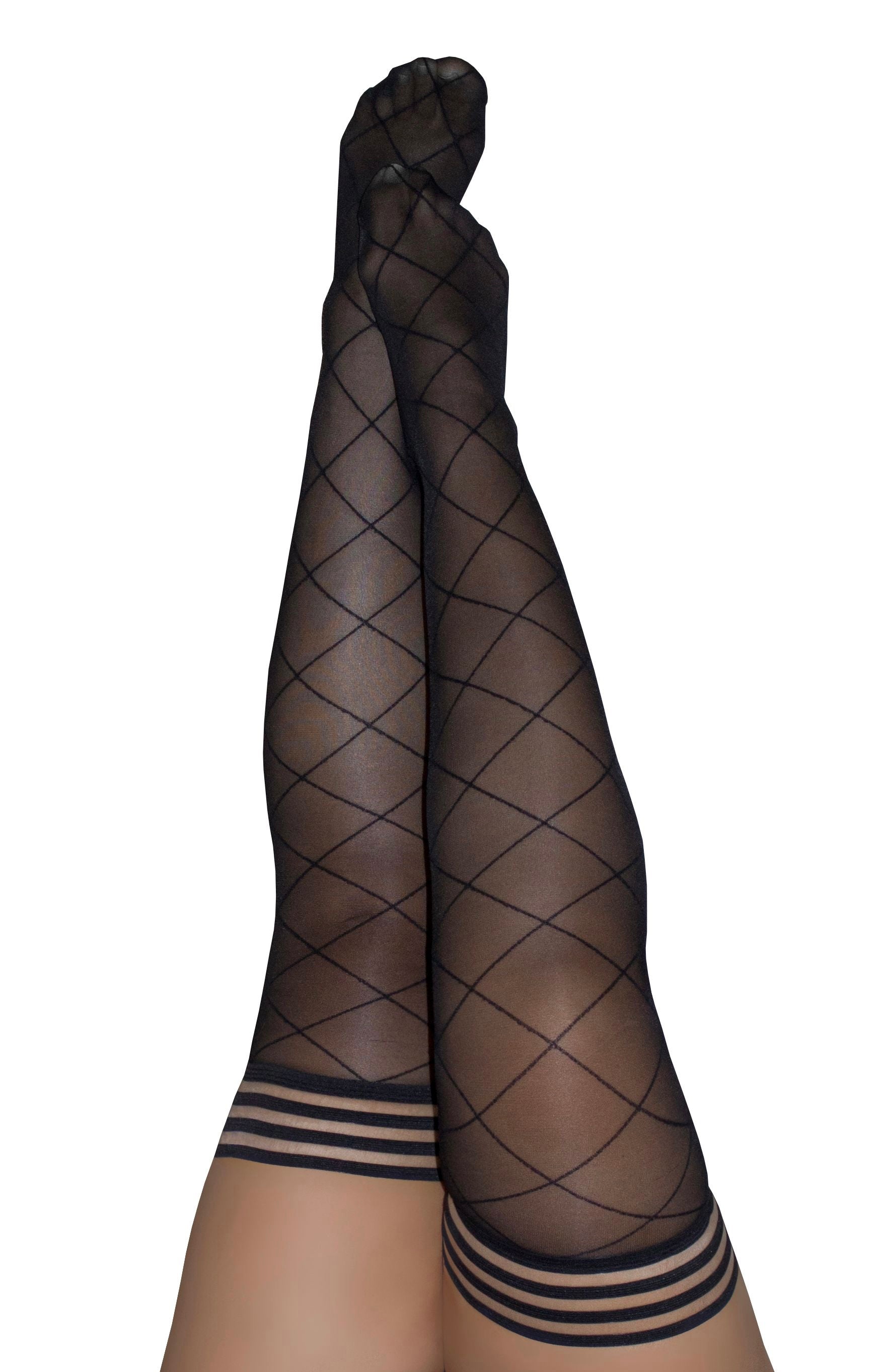 Anna Women's Fashion Thigh High Socks - Diamond Pattern, Bold & Beautiful Design - Petite to Plus Size Sizes - Perfect for Parties, Date Nights & Winter Outfits