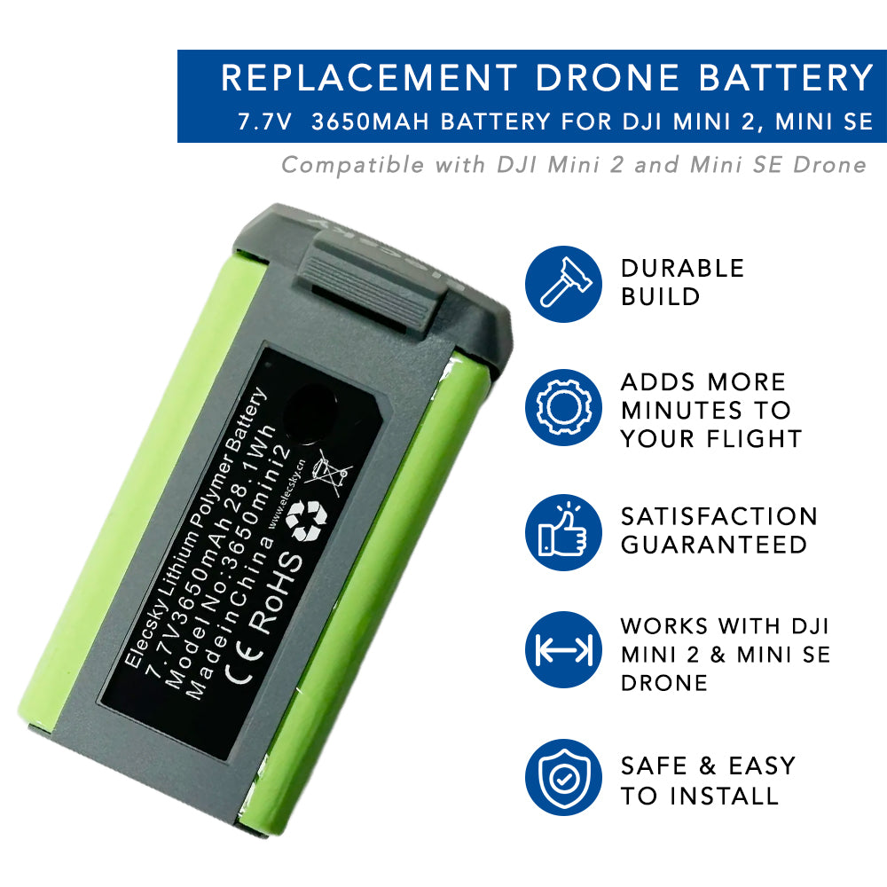 7.7V 3650mAh Replacement Battery for DJI Mini 2 & Mini SE Drone - Long Flight Time, High Capacity LiPo Battery - Perfect for Aerial Photography, Travel & Outdoor Adventures