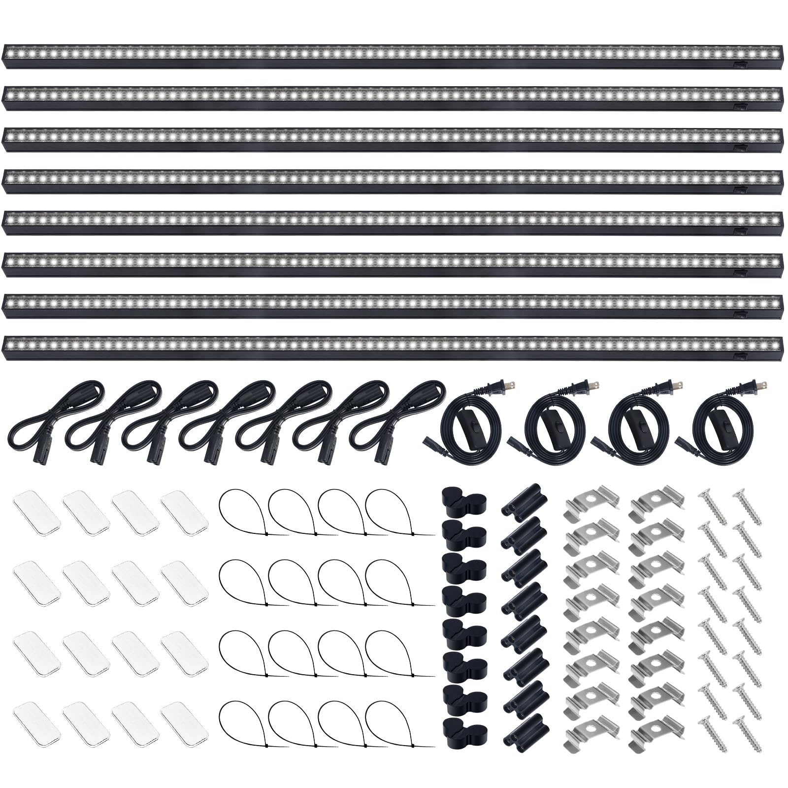 Barrina T5 3FT 128W LED Grow Lights for Indoor Plants - Full Spectrum Plant Growing Light Strips with Magnetic Design & Black Cover (8-Pack, 5000K) - Perfect for Hydroponics, Greenhouse, and Home Garden Use