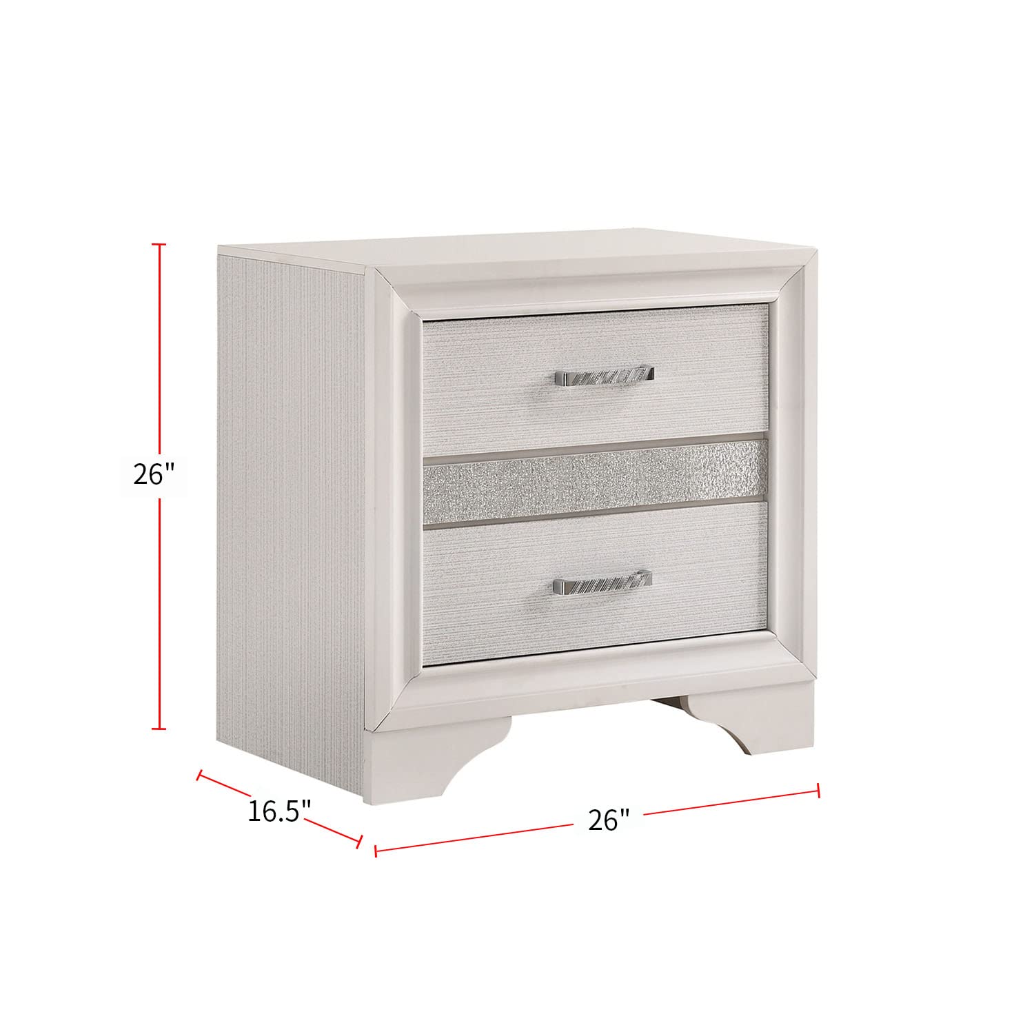 Simple Relax 2-Drawer White Wooden Nightstand - Modern Bedside Table for Bedroom, Living Room & Nursery - Perfect for Storage & Décor