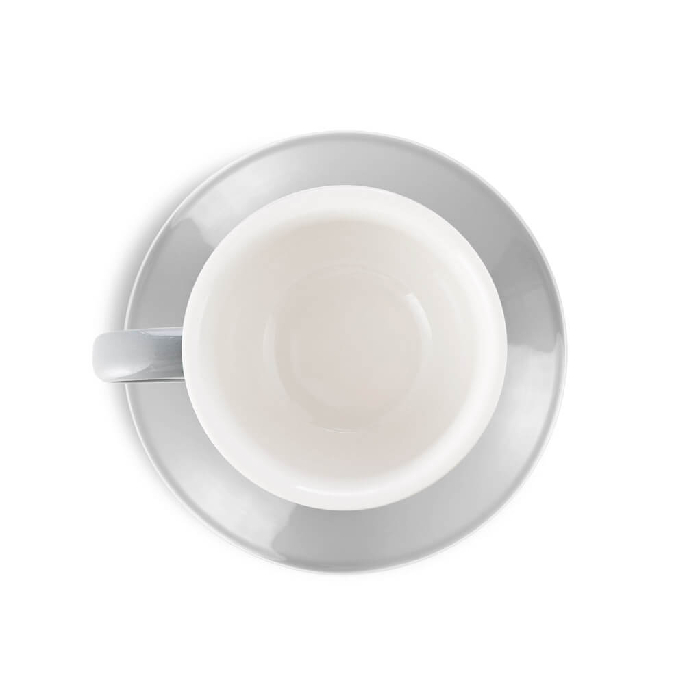 Premium Porcelain Cappuccino Cup & Saucer Set - 6oz/195ml Espresso Coffee Cup - Elegant Gray Ceramic - Perfect for Home, Café & Restaurant Use