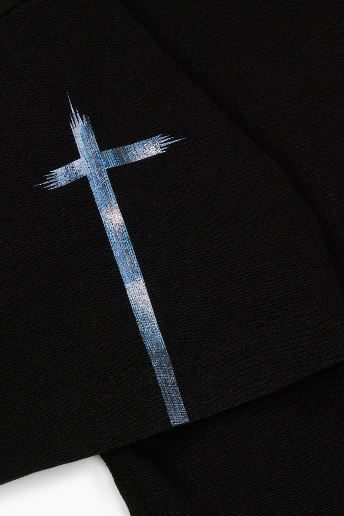Colt Tee - Black Metallic Sleeve Cross T-Shirt for Men | Edgy Rock Style Top for Concerts, Night Out & Streetwear Fashion