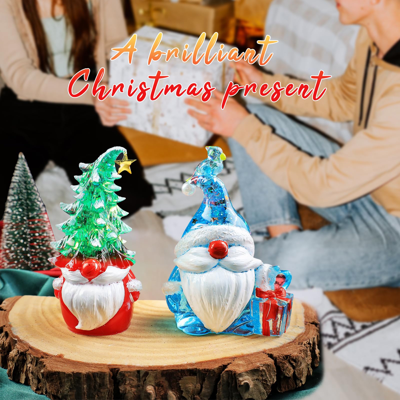 Christmas Gnomes Resin Molds - 2 Pack Santa Gnome Silicone Molds with Slouchy Hat & Tree for DIY Epoxy Resin Crafts | Holiday Ornaments, Thanksgiving Gifts | Perfect for Christmas Decor, Handmade Jewelry & Festive DIY Projects