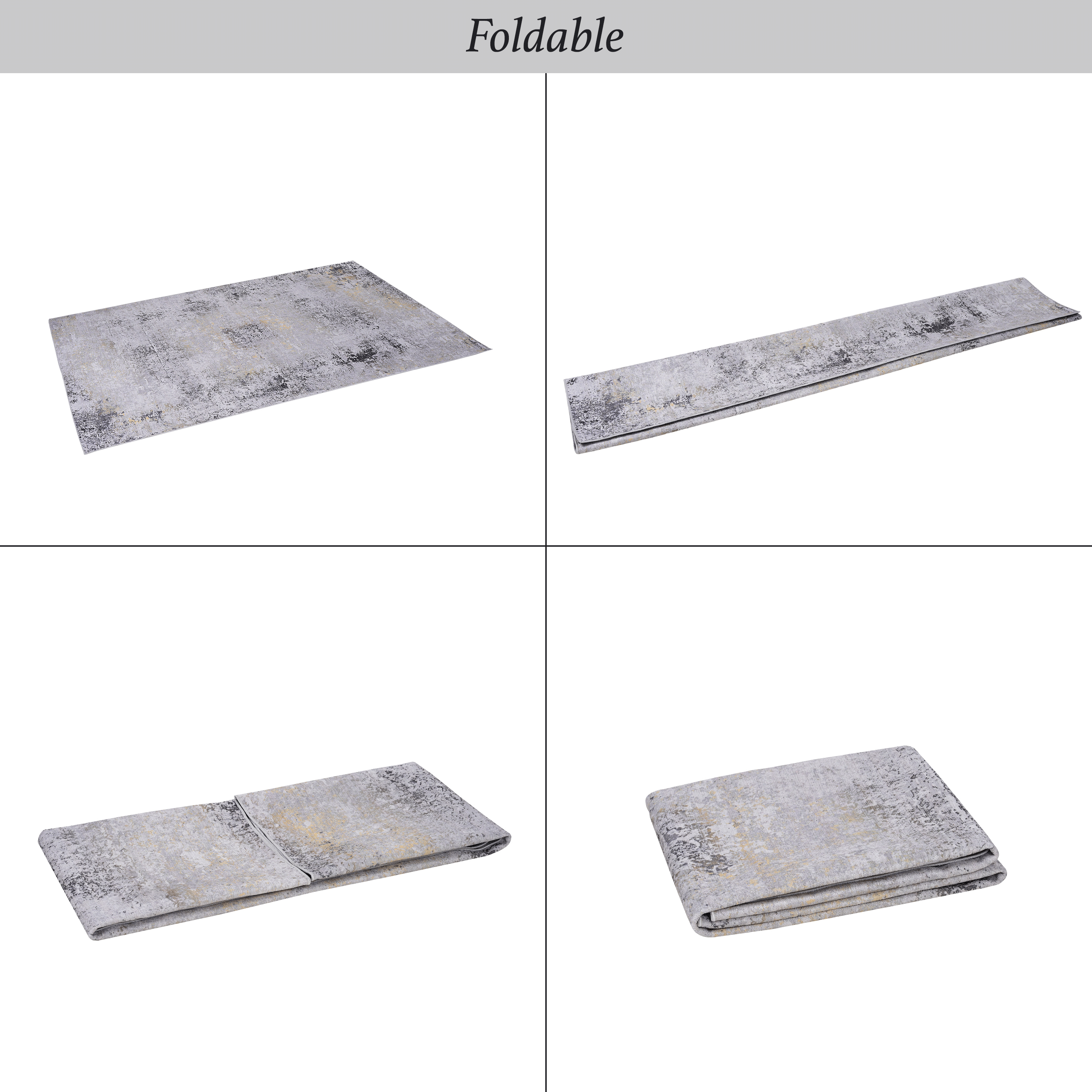 DTY Signature 5x8 Washable Low Pile Non-Slip Area Rug - Foldable, Non-Shedding, Kid & Pet Friendly - Perfect for Living Room, Bedroom, Kitchen (Gray/Gold, 5' x 8') - Ideal for High-Traffic Areas, Cozy Home Decor & Family Spaces