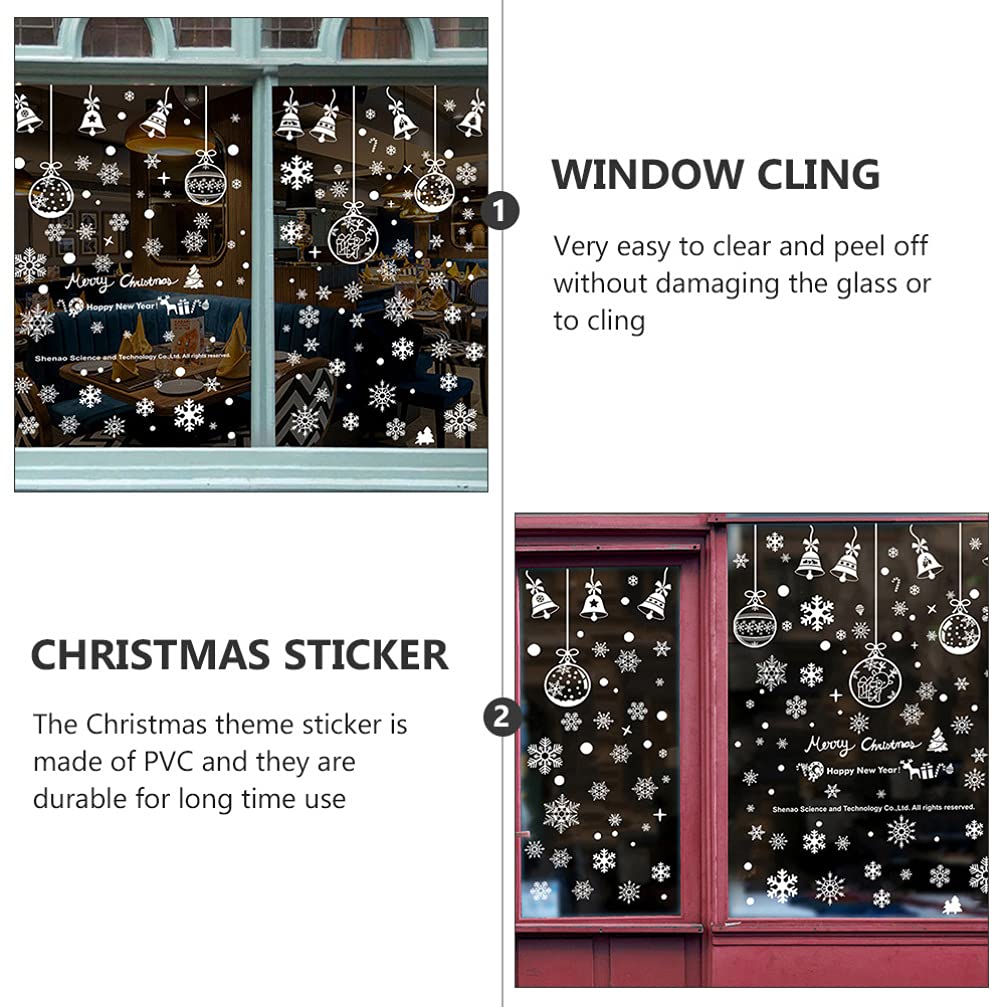 VALICLUD 1 Set of 24 Bell & Snowflake Window Cling Stickers - Christmas Electrostatic Decals for Glass Doors, Windows - Holiday Home Decor, Party, Office, Classroom (Winter Wonderland Theme)