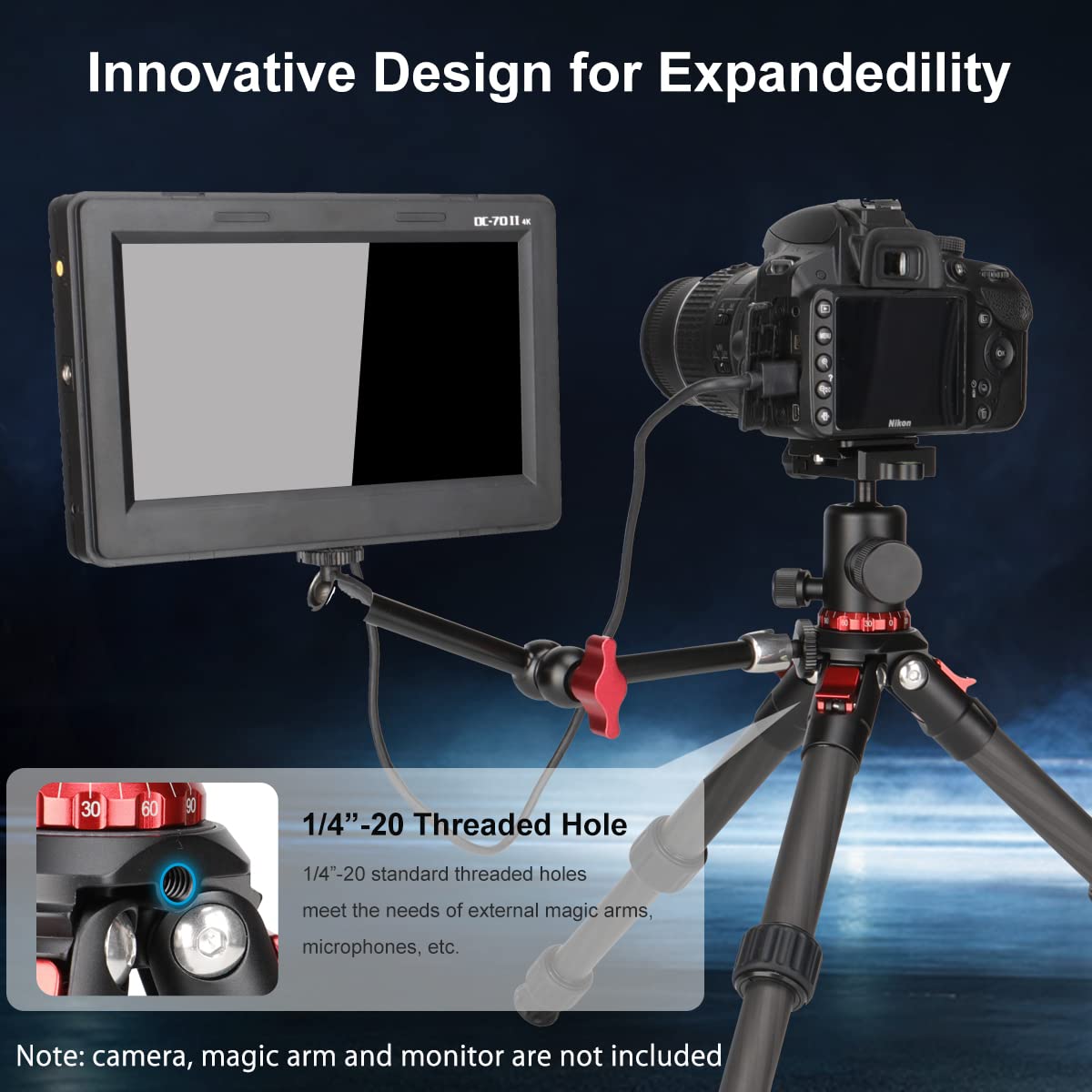 Koolehaoda Carbon Fiber Camera Tripod - Portable Compact Travel Tripod with 360° Ballhead, Mini Desktop Tripod for DSLR/Mirrorless Cameras (Max Load 22lbs/10kg) - Perfect for Travel, Vlogging & Outdoor Photography