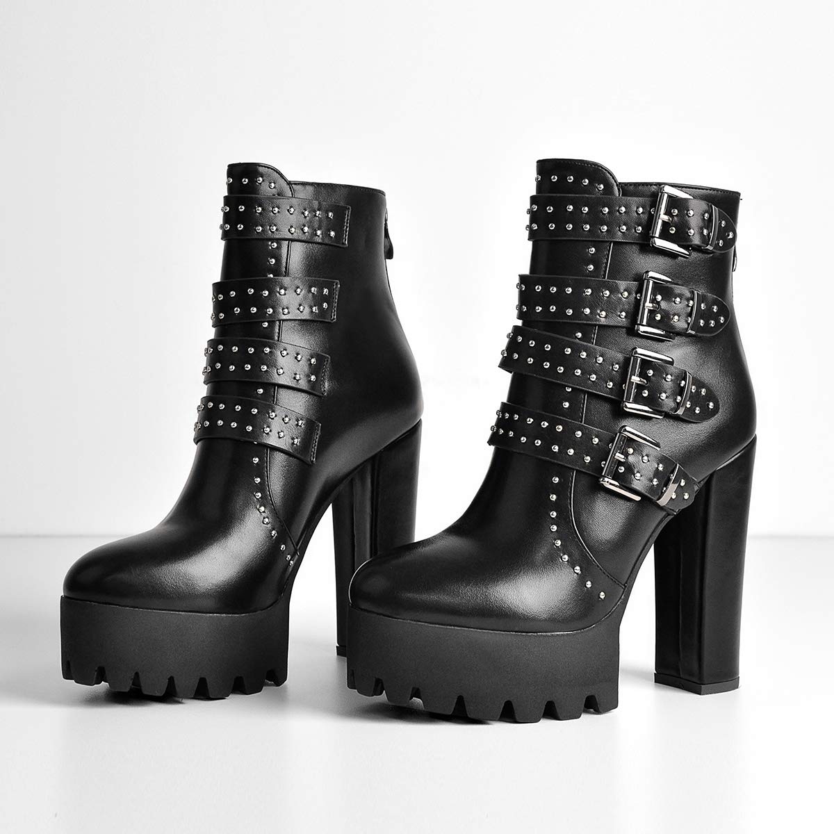 Only Maker Women's Kendra Chunky High Heel Ankle Combat Boots - Stylish & Comfortable Fashion Boots for Women | Perfect for Night Out, Party & Streetwear Outfits