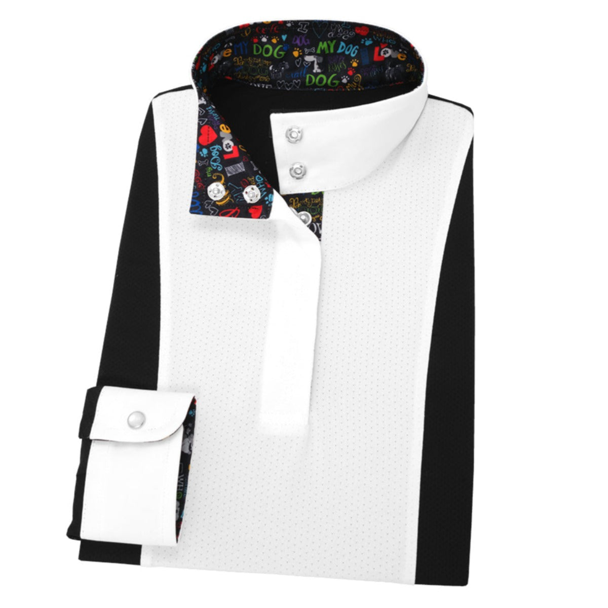 Essex Classics Ladies Danny & Ron's 'I Love My Dog' Luna Performance Long Sleeve Show Shirt - Comfortable Equestrian Riding Top for Dog Lovers