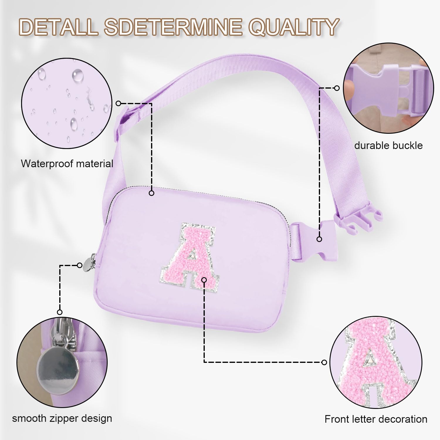 Stylish Lavender Cross Body Bag for Girls, Teens & Women - Fashionable Fanny Pack for Kids & Teens - Perfect Travel Waist Pack & Birthday Gift - Ideal for School, Shopping & Outdoor Activities