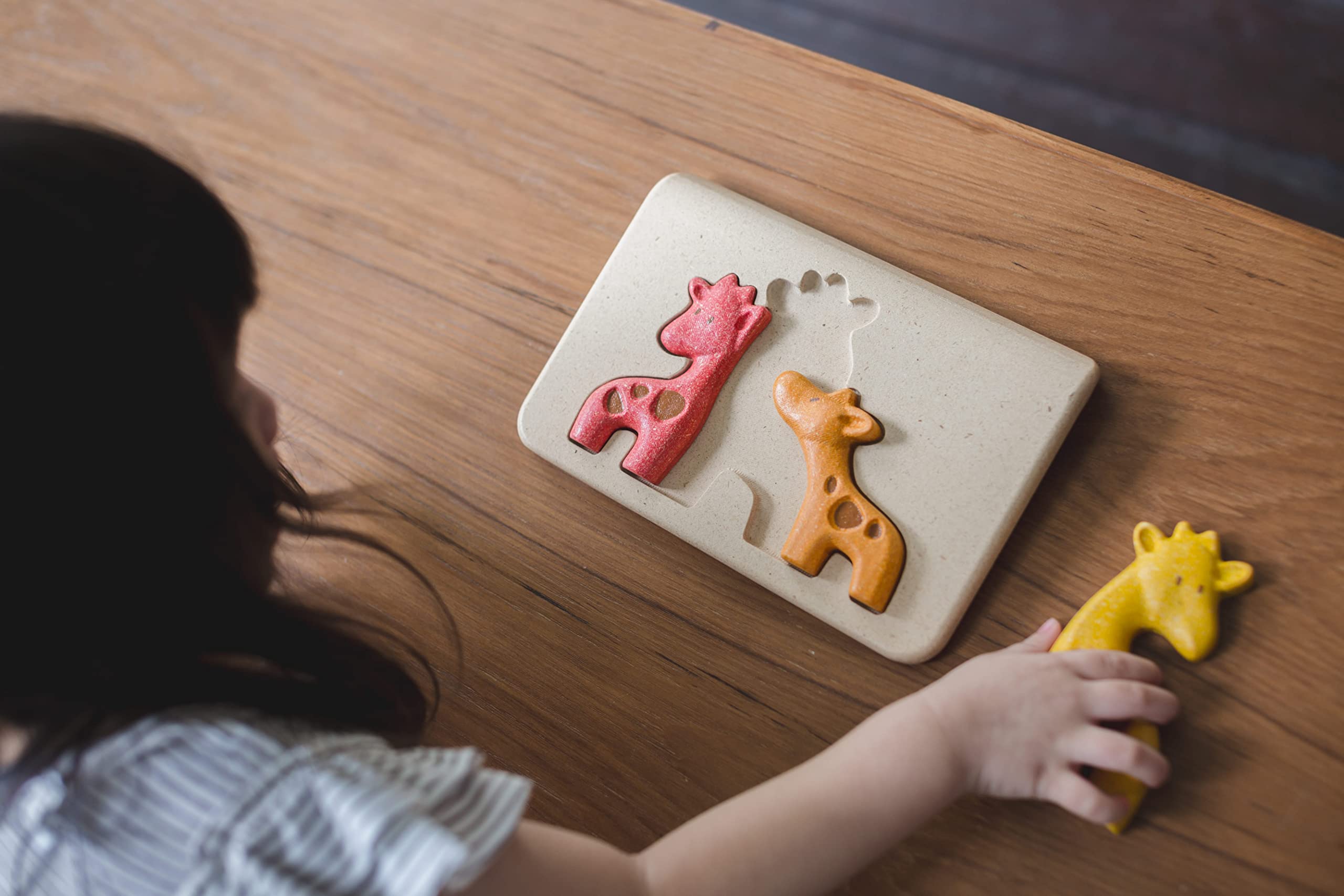PlanToys 4634 Wooden Giraffe Stacking Toy for Toddlers - Colorful Educational Animal Learning Game for Kids | Perfect for Preschool Playtime & Early Childhood Development