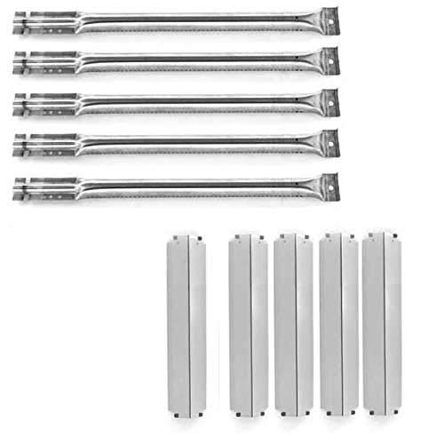 Charbroil Commercial 463268806 BBQ Grill Repair Kit - 5 Stainless Steel Burners & Heat Plates Replacement Parts for Outdoor Cooking & Grilling