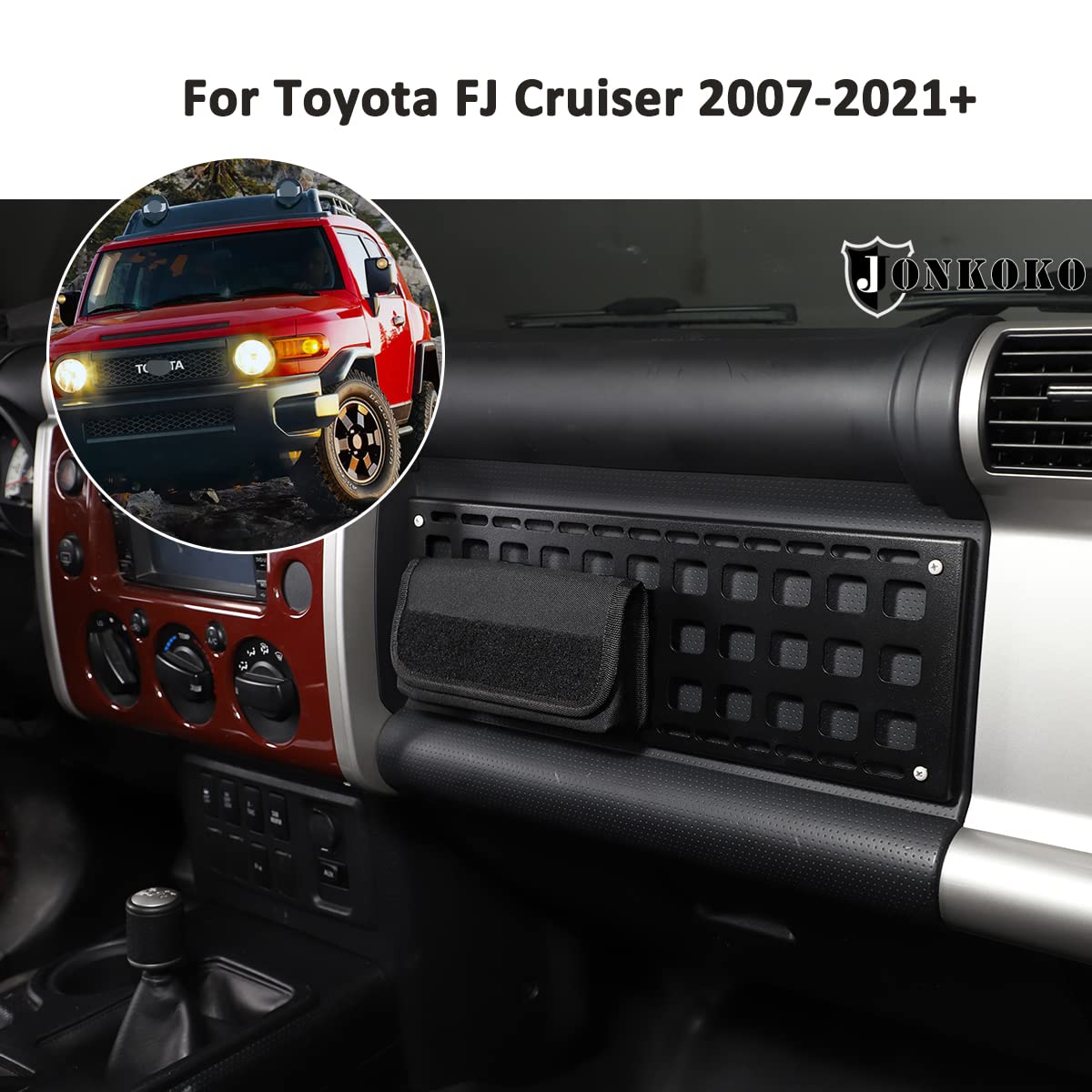 2007-2021 Toyota FJ Cruiser Aluminum Alloy Copilot Side Storage Shelf - Hanging Organizer Panel Rack for Car Accessories | Perfect for Road Trips & Off-Road Adventures