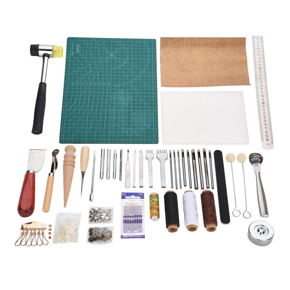 42Pcs Leather Craft Tools Set - Professional DIY Stitching & Sewing Kit for Leatherworking