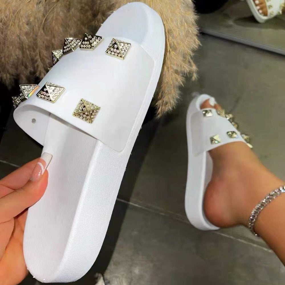Stylish Studded Slippers for Women - Comfortable Indoor/Outdoor House Shoes - Perfect for Lounging, Errands & Cozy Nights at Home