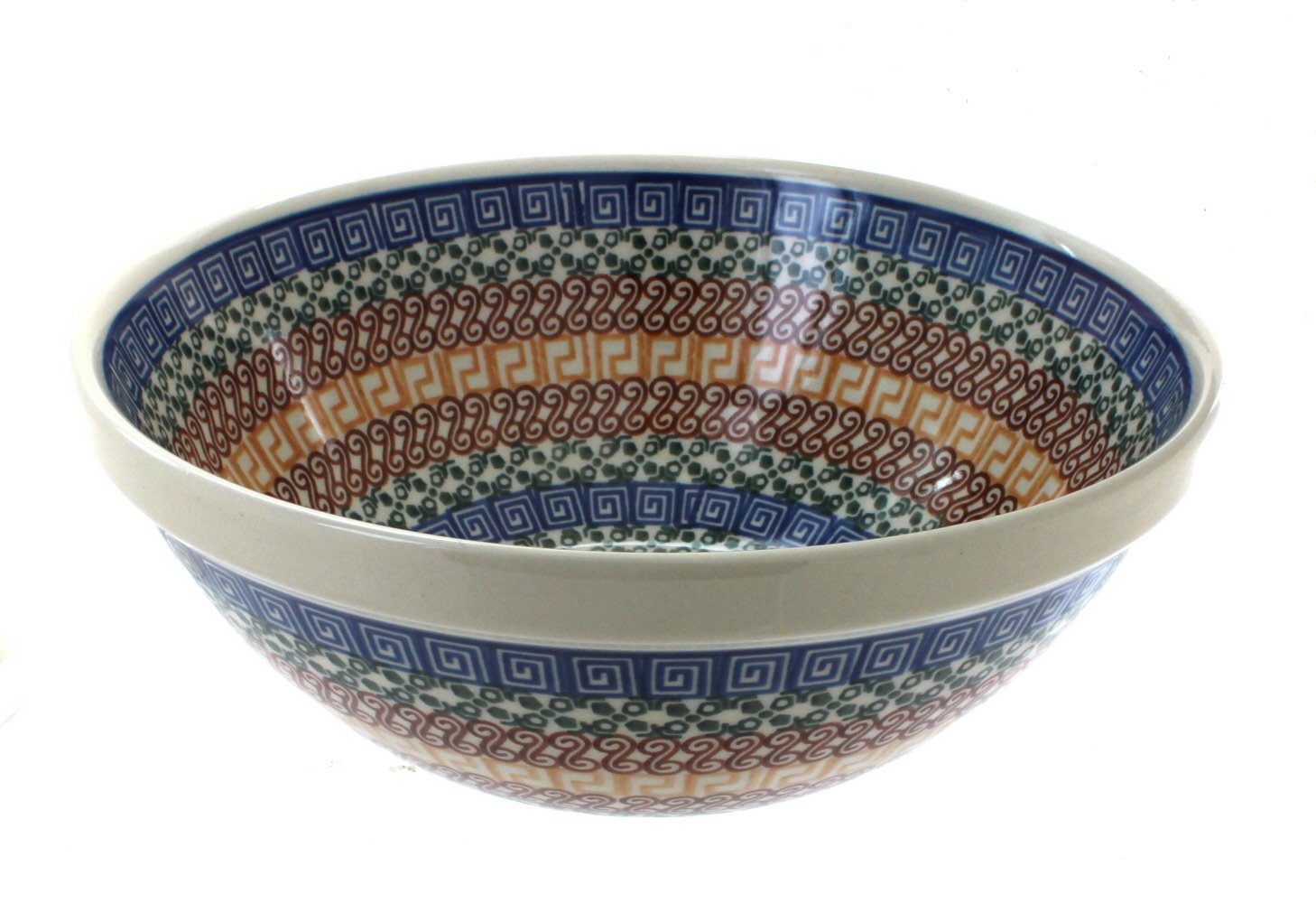 Handmade Blue Rose Polish Pottery Athena Medium Serving Bowl - Elegant Ceramic Bowl for Salads, Pasta, Soup & Home Decor - Perfect for Dinner Parties & Gifts