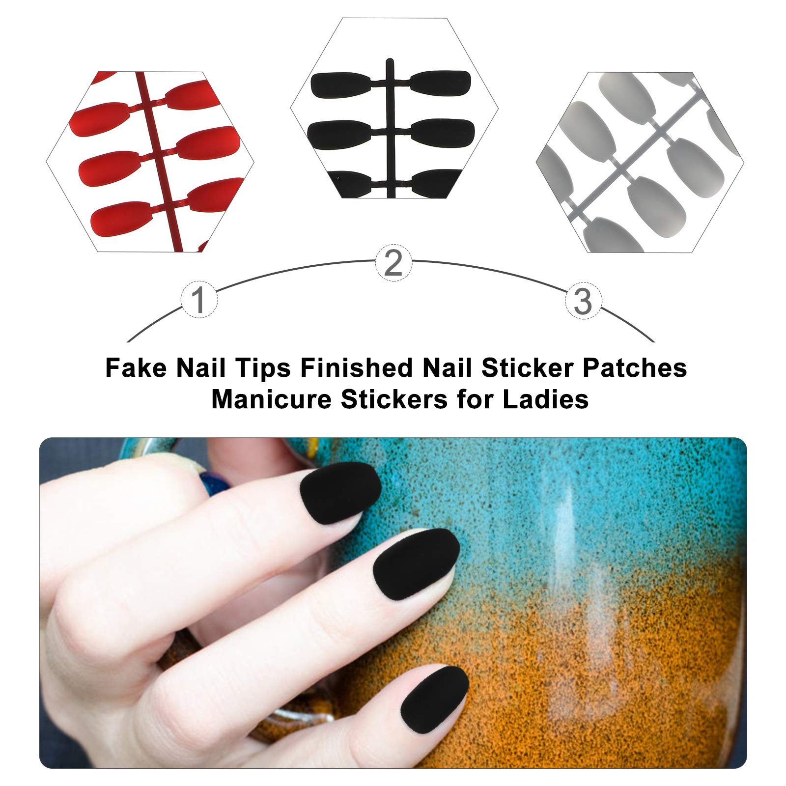 72PCS Frosted Coffin Nail Tips - Full Cover False Nails with Gel Finish | DIY Nail Art Stickers & Decals for Women | Perfect for Parties, Weddings & Special Occasions