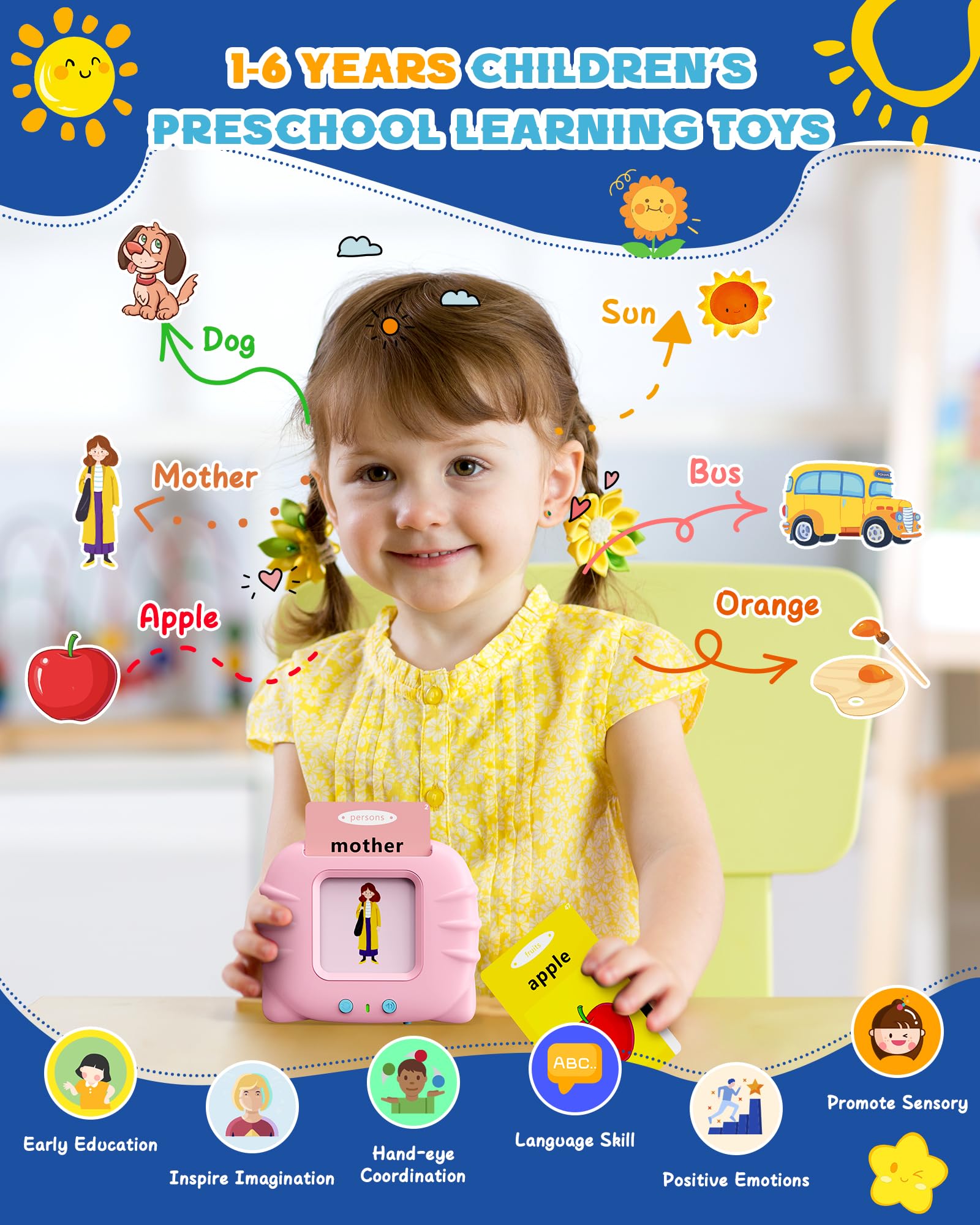 Bravokids Talking Flash Cards for Toddlers - 112 Double Sided Preschool Learning Toys | Interactive Educational Sensory Toys for Boys & Girls Ages 1-6 | Perfect Gift for Kids (Pink) - Ideal for Early Childhood Development & Homeschooling Activities