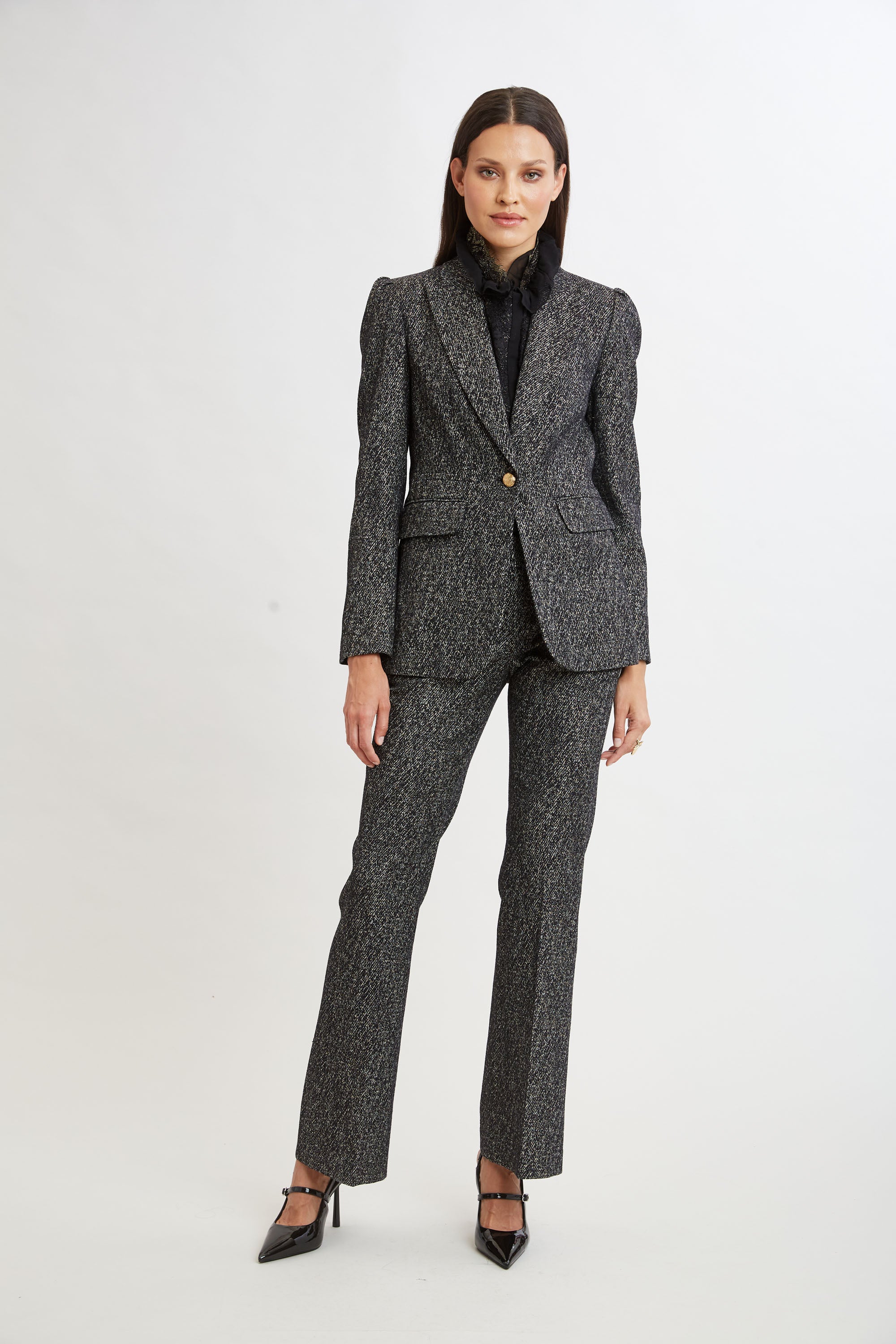 Stylish Metallic Tweed Blazer for Women - Elegant Office Jacket & Party Wear - Perfect for Business Meetings, Cocktail Events & Formal Occasions