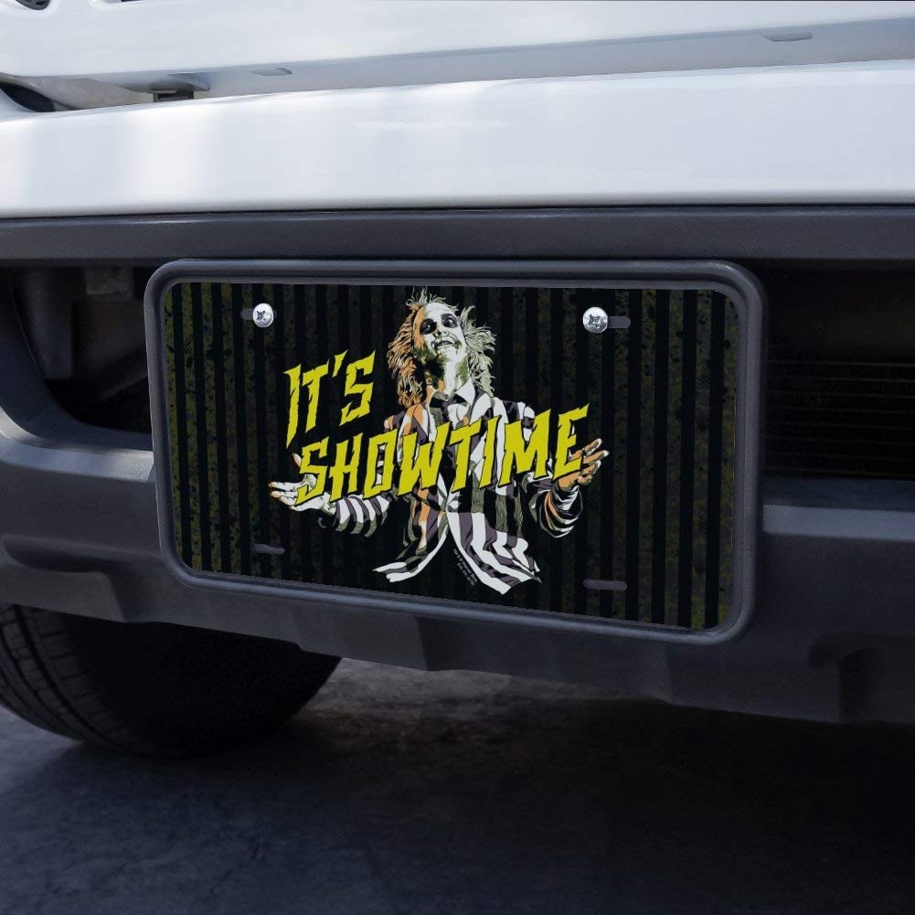 Beetlejuice It's Showtime Novelty Metal Vanity License Plate - Unique Car Accessory for Movie Fans & Halloween Decor