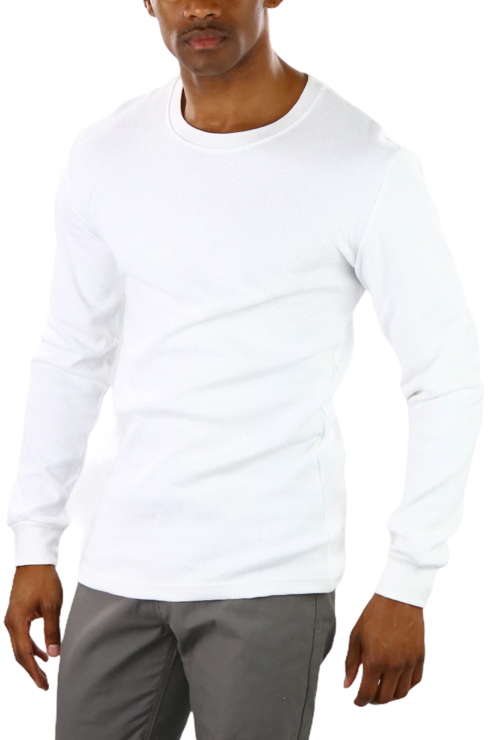 ToBeInStyle Premium Waffle Thermal Long Sleeve Crewneck Shirt for Men - Heavy & Medium Weight Winter Base Layer - Perfect for Cold Weather, Outdoor Activities & Layering