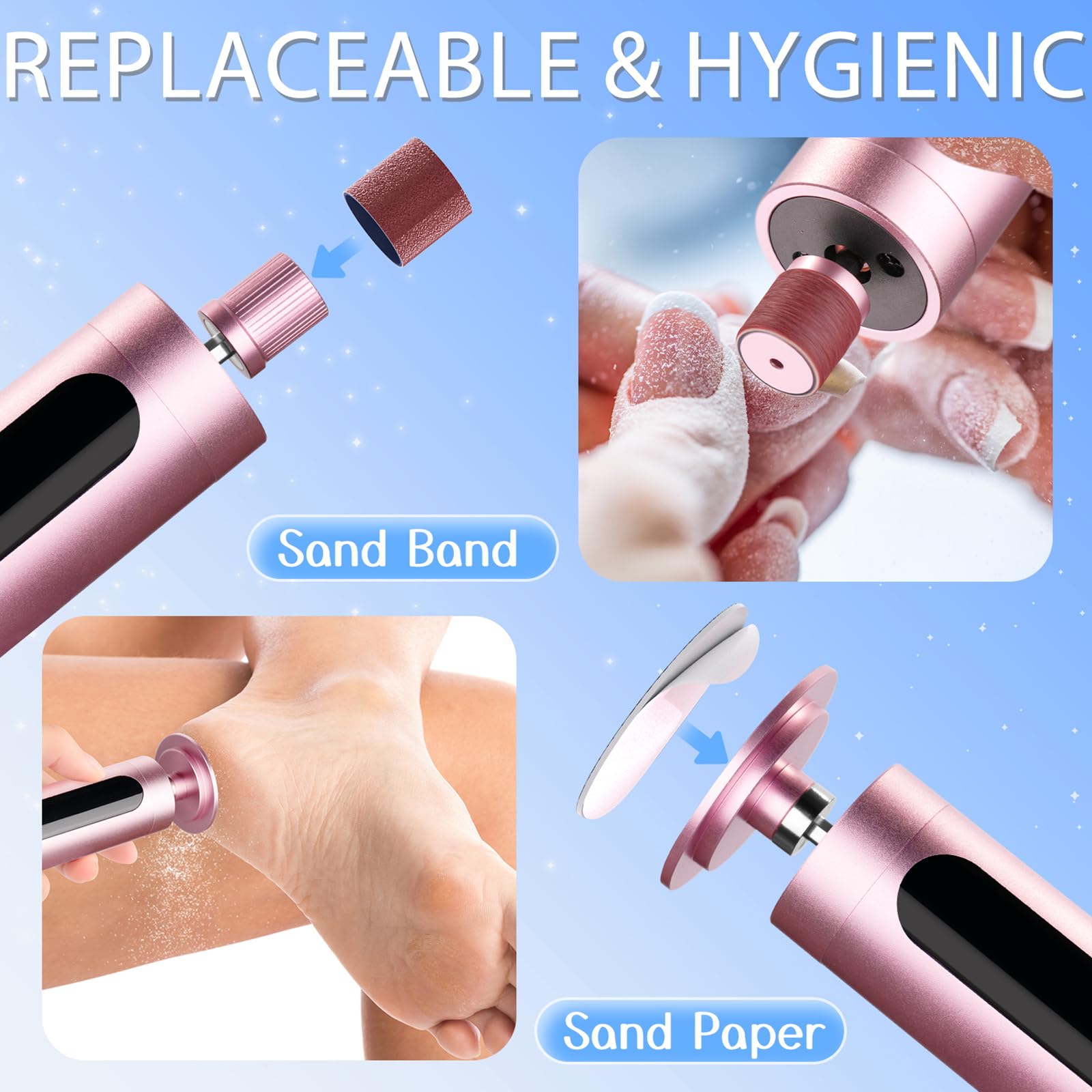 Rechargeable Electric Callus Remover for Feet - 9 Speed Adjustable Foot File with 2 Sanding Heads & LCD Display - Cordless Dead Skin Grater for Cracked Heels - Home Pedicure Machine for Women & Men - Perfect for Spa Days, At-Home Foot Care & Cracked Heel Treatment