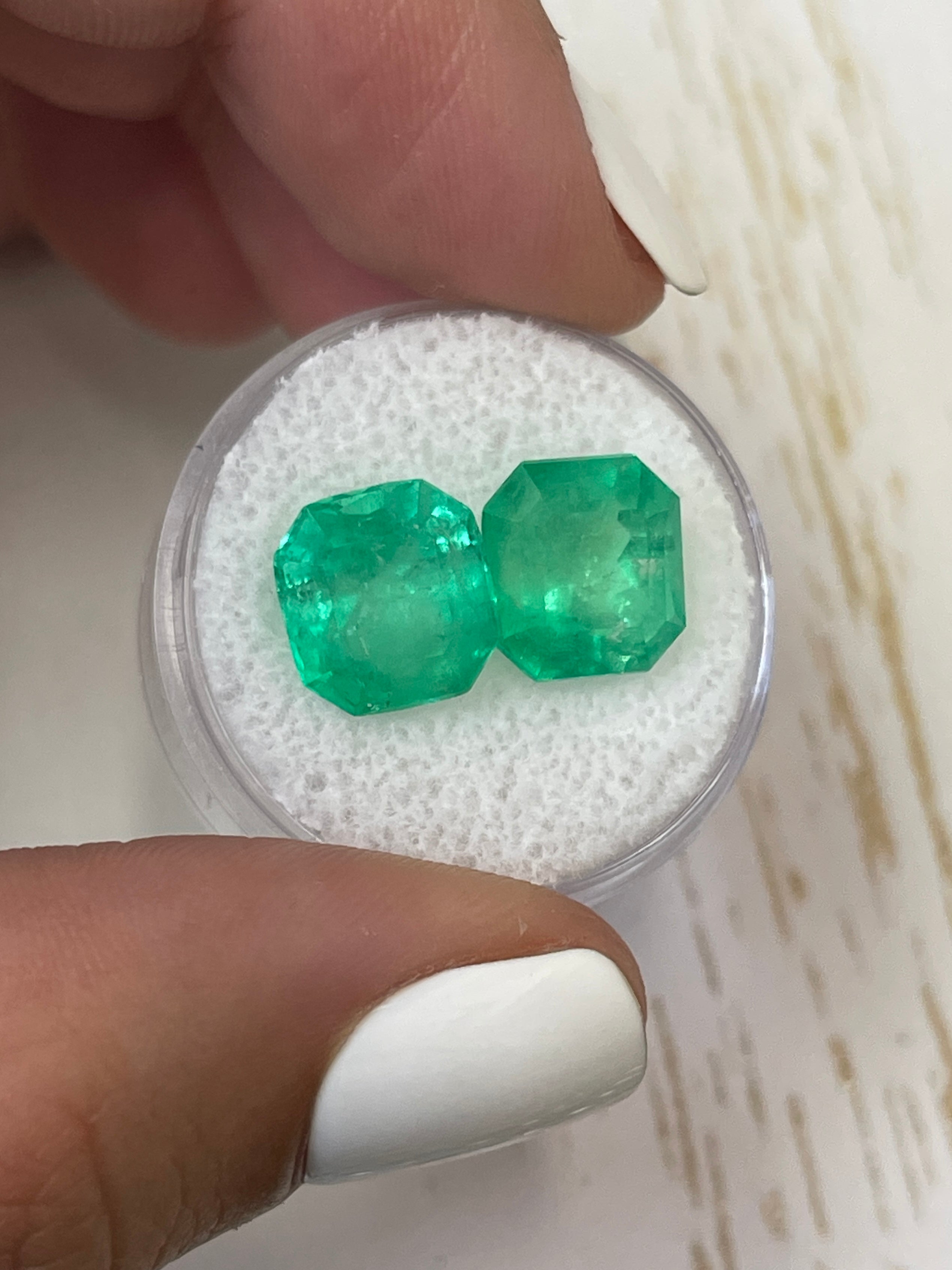10.02tcw Matching Loose Colombian Emeralds - Asscher Cut 10x10mm Large Natural Gemstones for Jewelry Making, Engagement Rings & Luxury Gifts