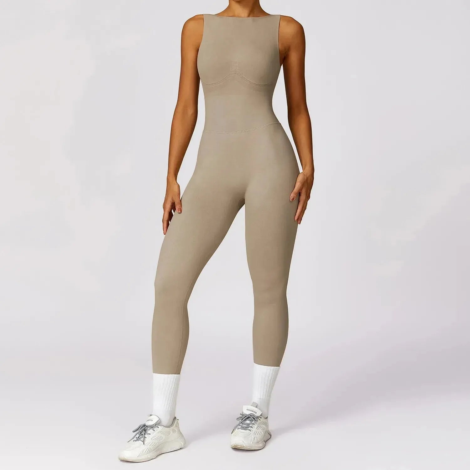 Women's Sexy Seamless Tracksuit - Gym Bodysuit & Ribbed Yoga Jumpsuit One Piece Workout Romper - Sportswear Fitness Set for Yoga, Running & Gym Training