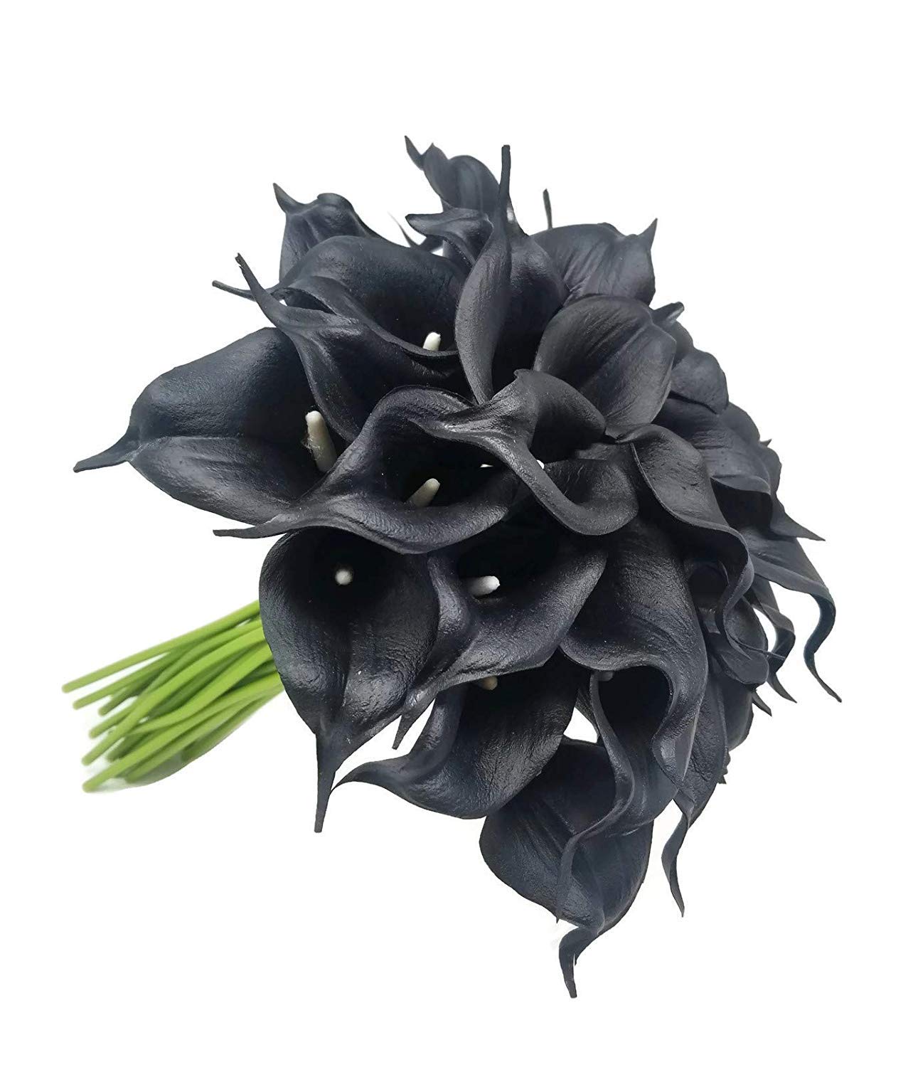 20 Pack Real Touch FRP Calla Lily Artificial Flowers - Latex Bridal Bouquet, Home Decor, Wedding Centerpieces & Floral Arrangements (Black) - Perfect for Weddings, Parties & Indoor Decorations