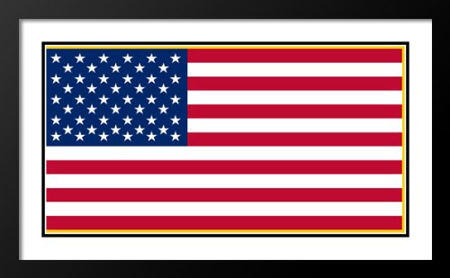 Authentic United States Military Flag Wood Framed Print - 25x29 Inches with Double Matting - Patriotic Home & Office Wall Decor for Veterans Day, Memorial Day, and Military Appreciation