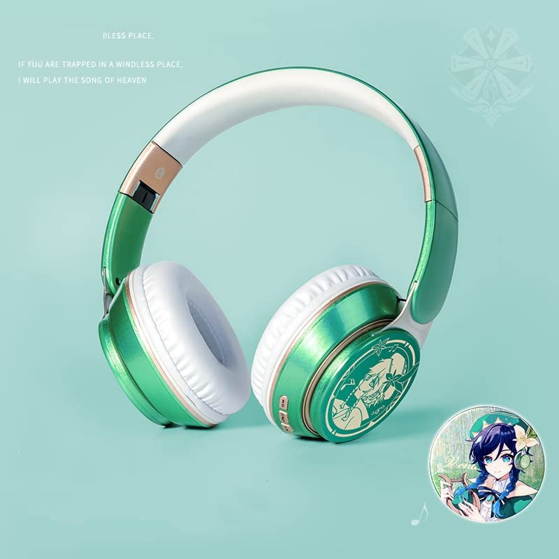 Hanaiette 1PC Anime Genshin Impact Wireless Bluetooth Headset with Noise Cancellation - Venti Style (STYLE10) for Gaming, Music & Travel | Compatible with iPhone, Android & PC