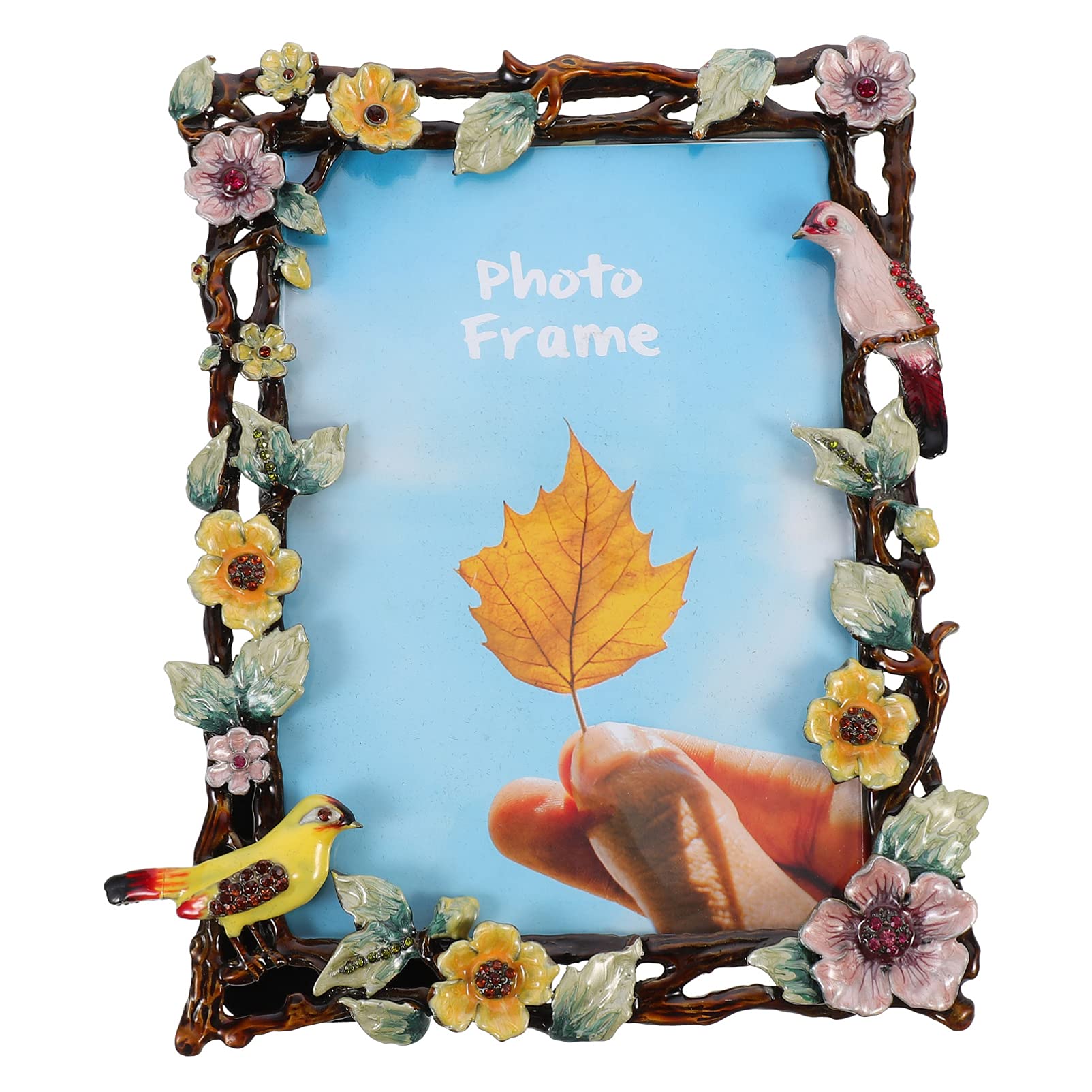 Vintage Rustic Metal Picture Frame - 6 Inch Decorative Tabletop Photo Display with Bird & Flower Design for Home, Office, Farmhouse Decor | Perfect for Wall Art, Desk Display & Gift Giving