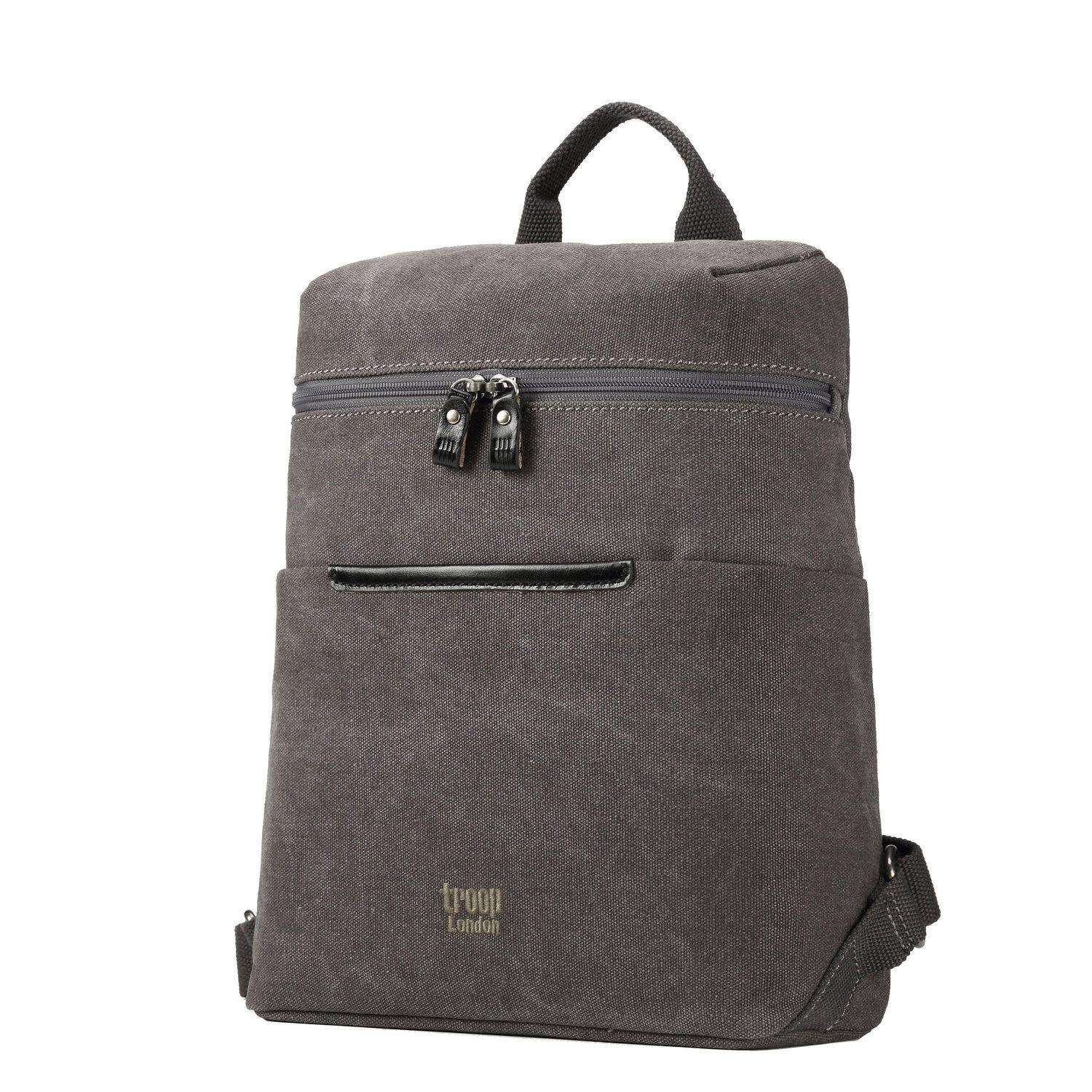 TRP0508 Troop London Classic Small Canvas Backpack - Stylish & Durable Daypack for School, Travel & Everyday Use