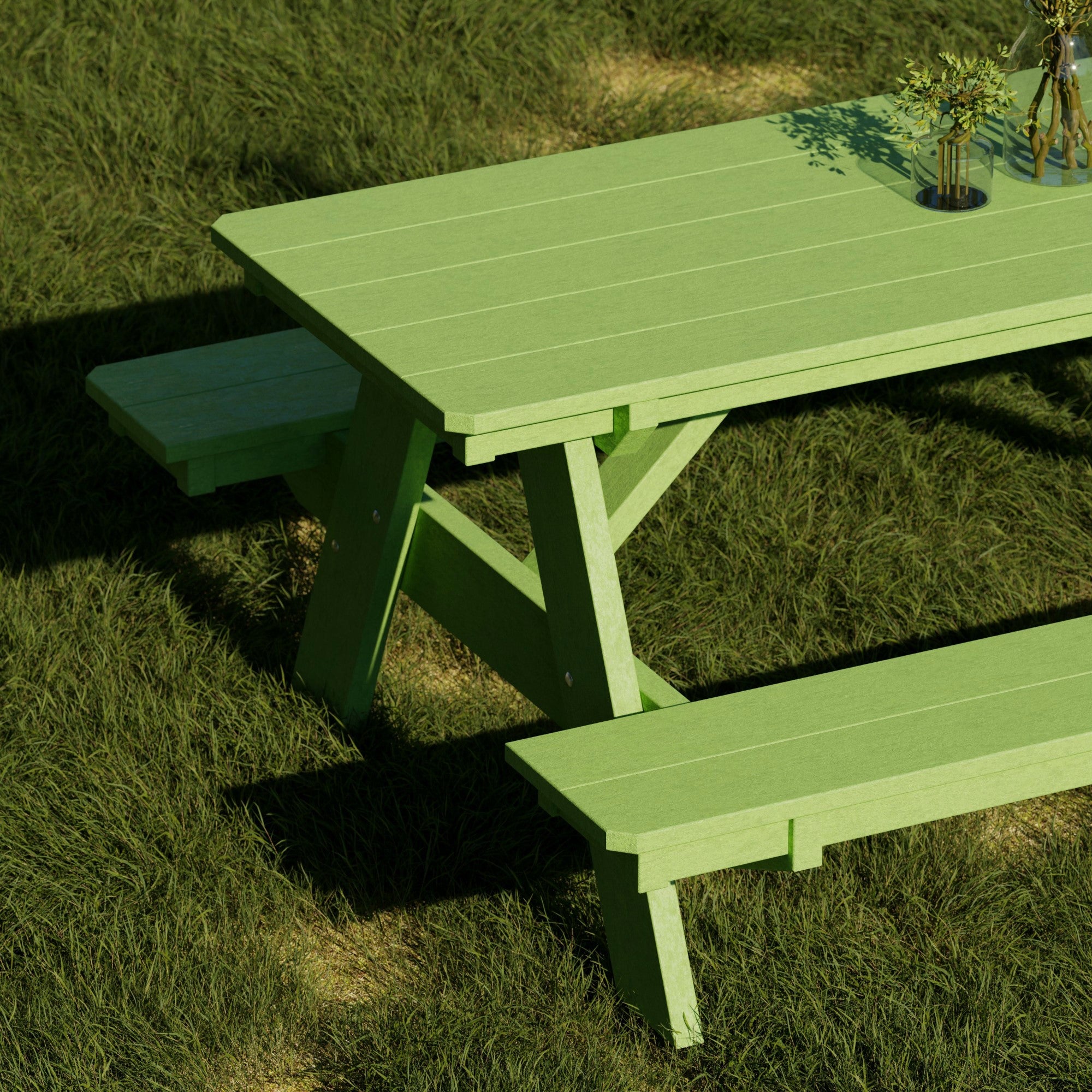 Heritage 72 Inch Outdoor Picnic Table with Attached Benches - Durable All-Weather Patio Furniture for Backyard, Garden, and Park Gatherings