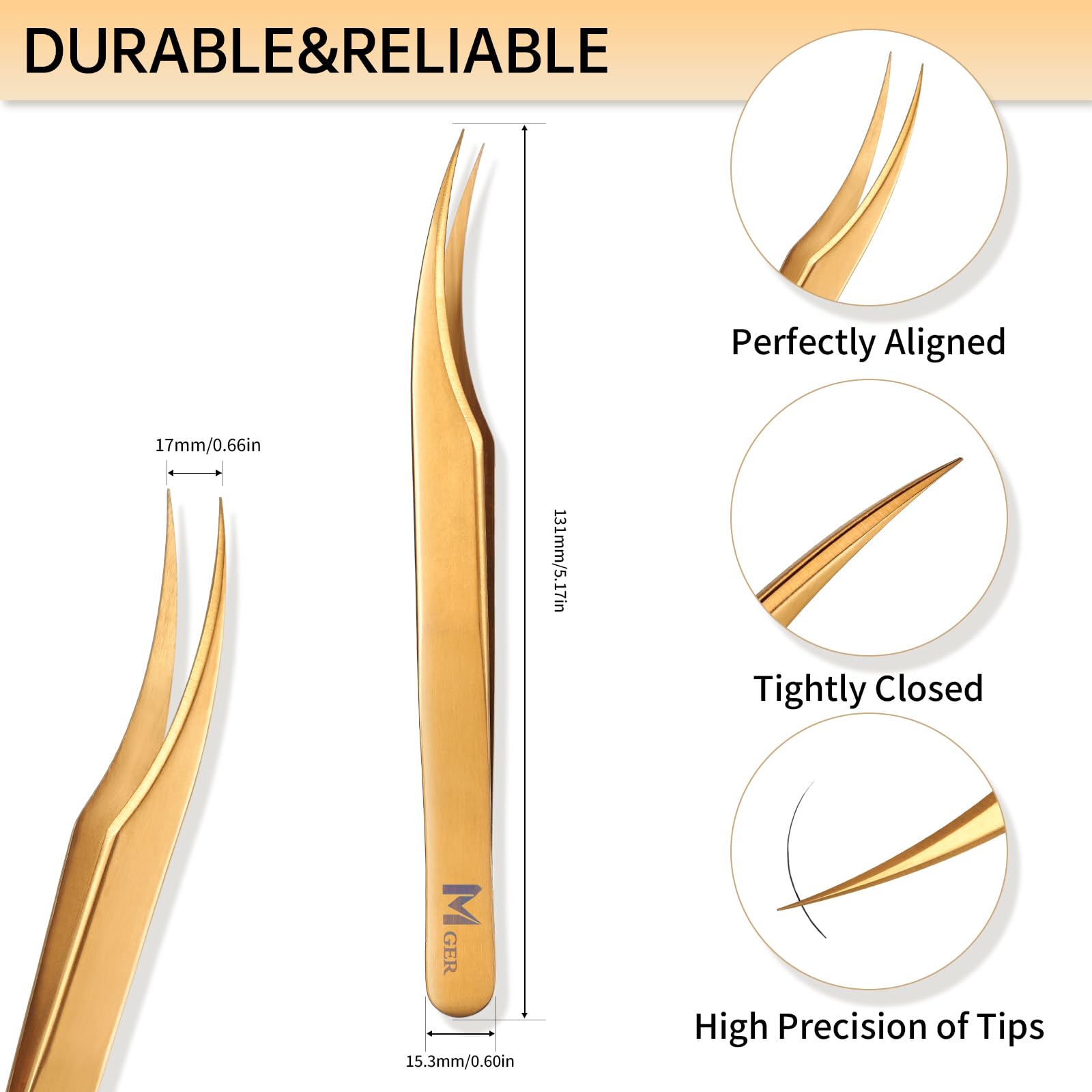 Professional Eyelash Extension Tweezers - Hand Calibrated Dolphin-Shaped Tip for Precise False Lash Application (Gold) | Perfect for Salon, Home Use & DIY Lash Artists