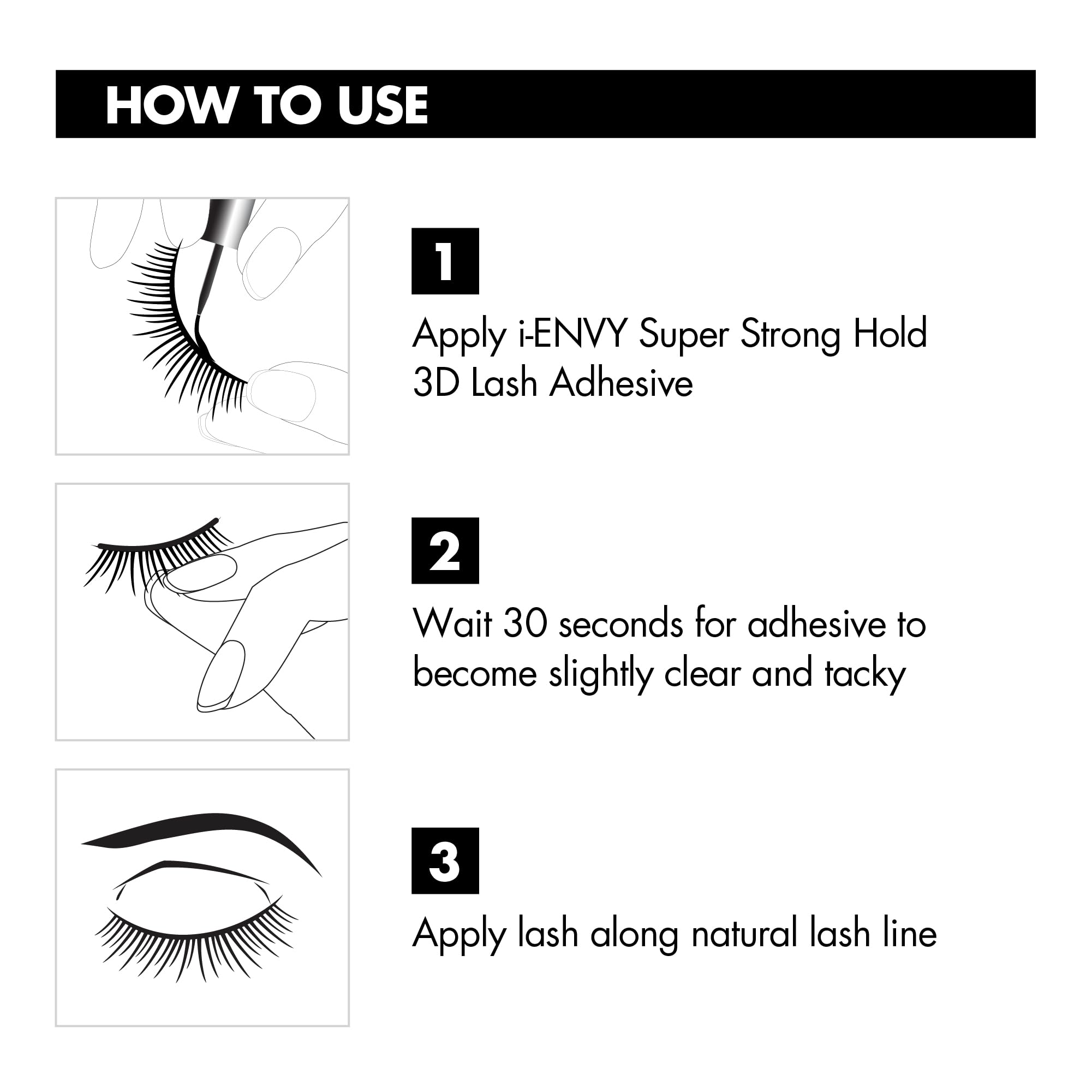 Kiss i-ENVY Super Strong Hold 3D False Eyelash Glue - Black | Waterproof & Long Lasting | Perfect for Special Occasions & Night Out Makeup