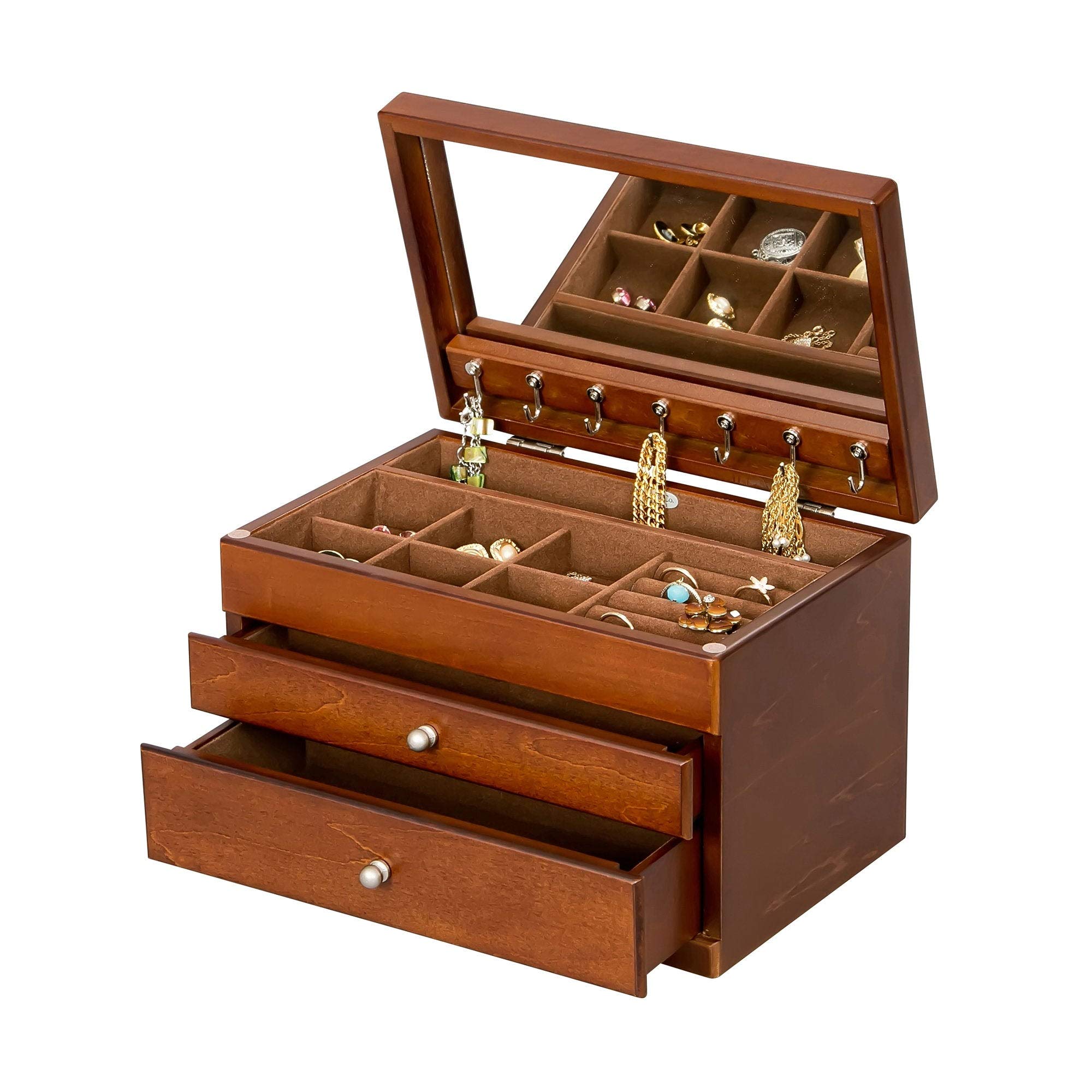 Mele & Co Brisbane Personalized Jewelry Box with Drawers - Custom Engraved Wooden Jewelry Organizer Chest for Women & Girls | Perfect for Gift Giving, Bridal Shower, Birthday & Anniversary Presents