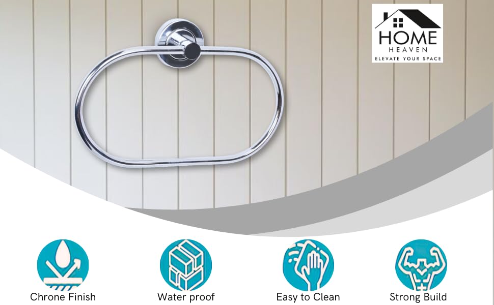 Stainless Steel Napkin Ring & Towel Holder Set - Modern Round Bathroom Accessories with Chrome Finish (Oval Shape) - Perfect for Kitchen, Dining Table & Bathroom Decor